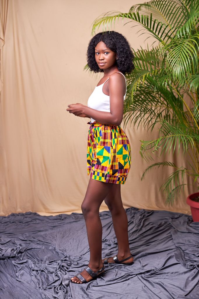 Ghanaian Kente High Waist Piper Shorts With Belt