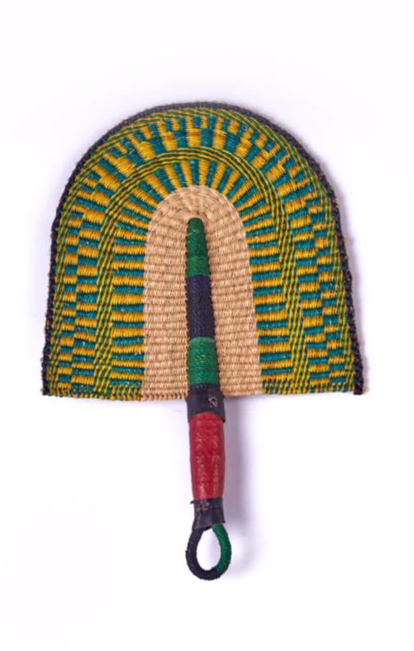 Nala Straw Woven Handfan(Leather Based Handle)