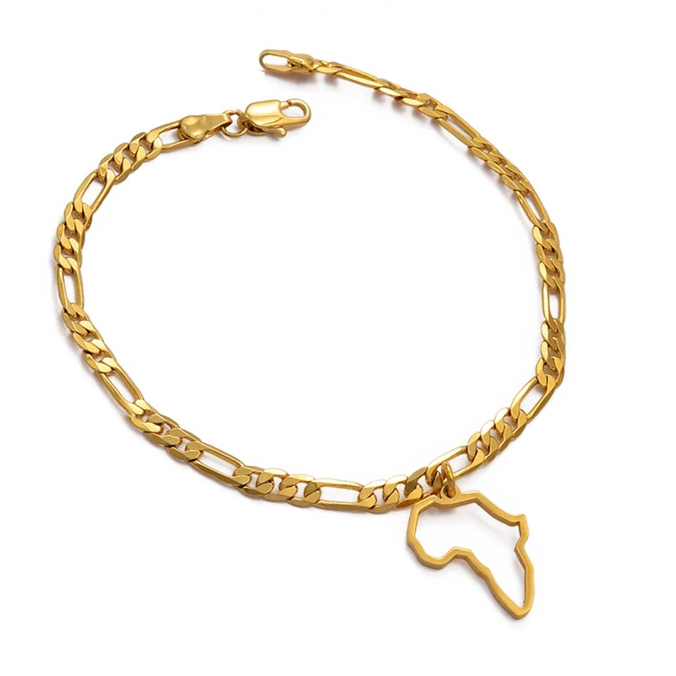 African Map Gold Plated Anklets