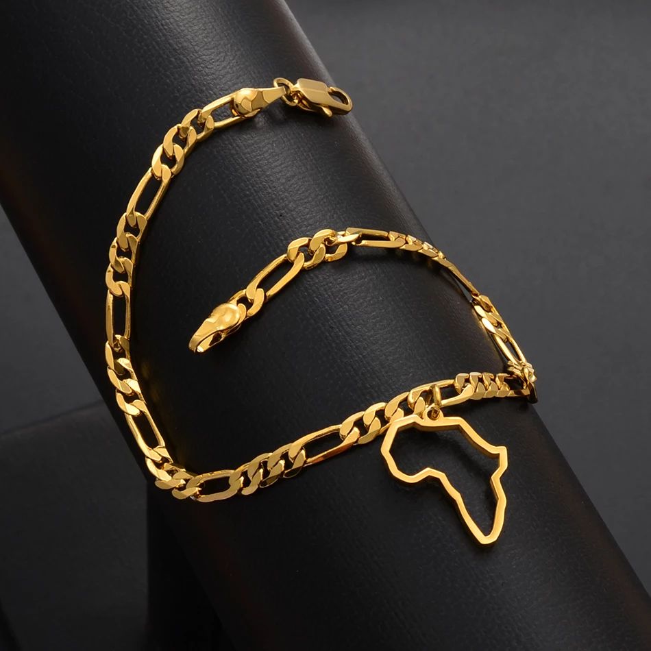 African Map Gold Plated Anklets