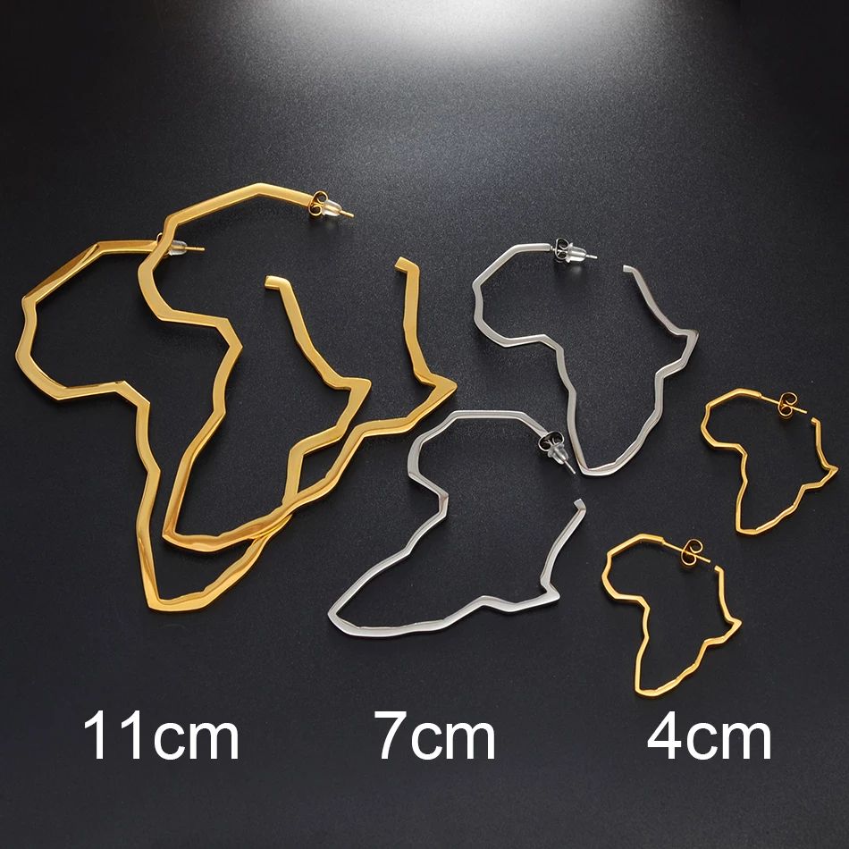 African Map Big Earings