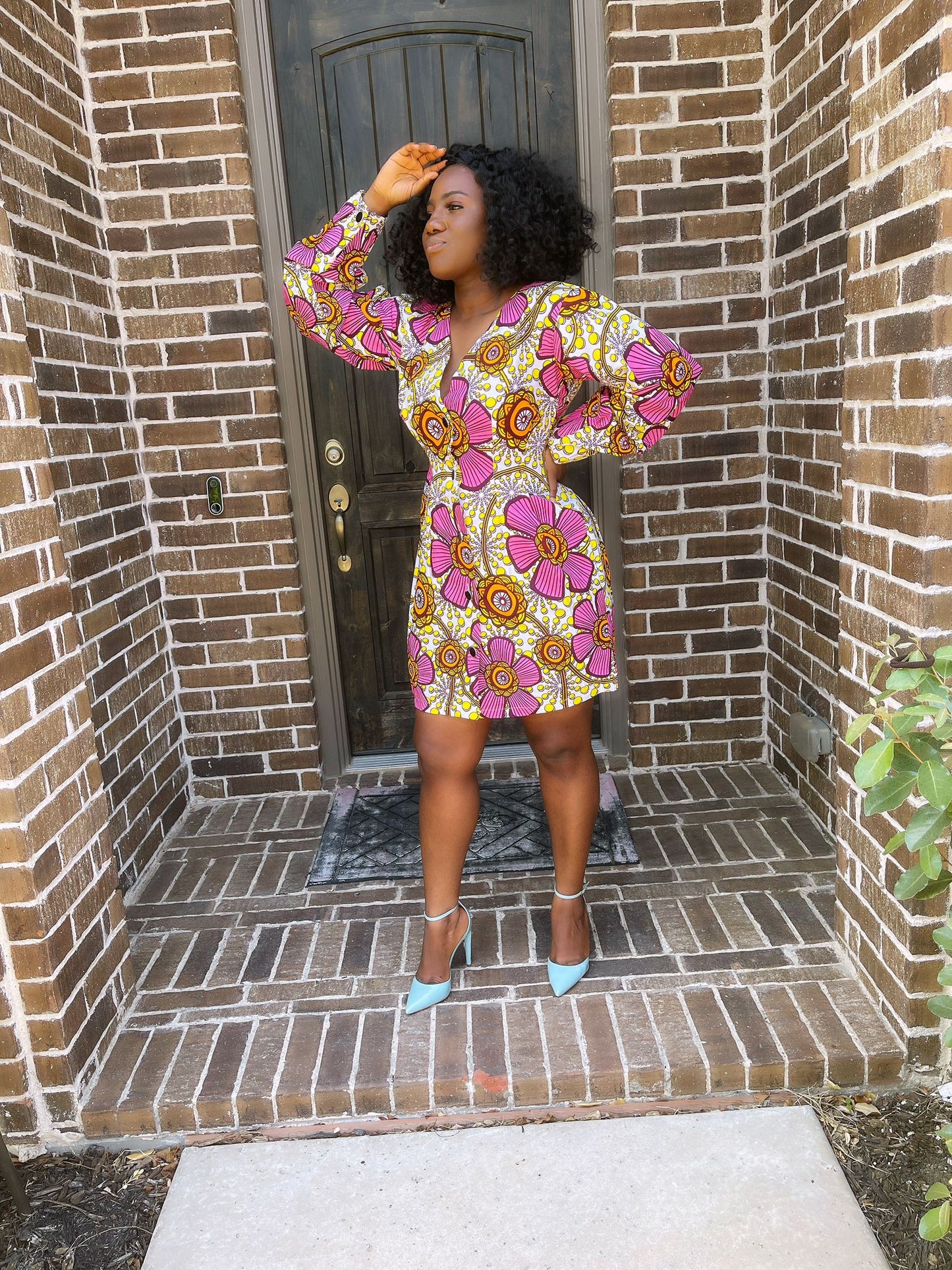 Adorley Pink Puff Long Sleeve Dress