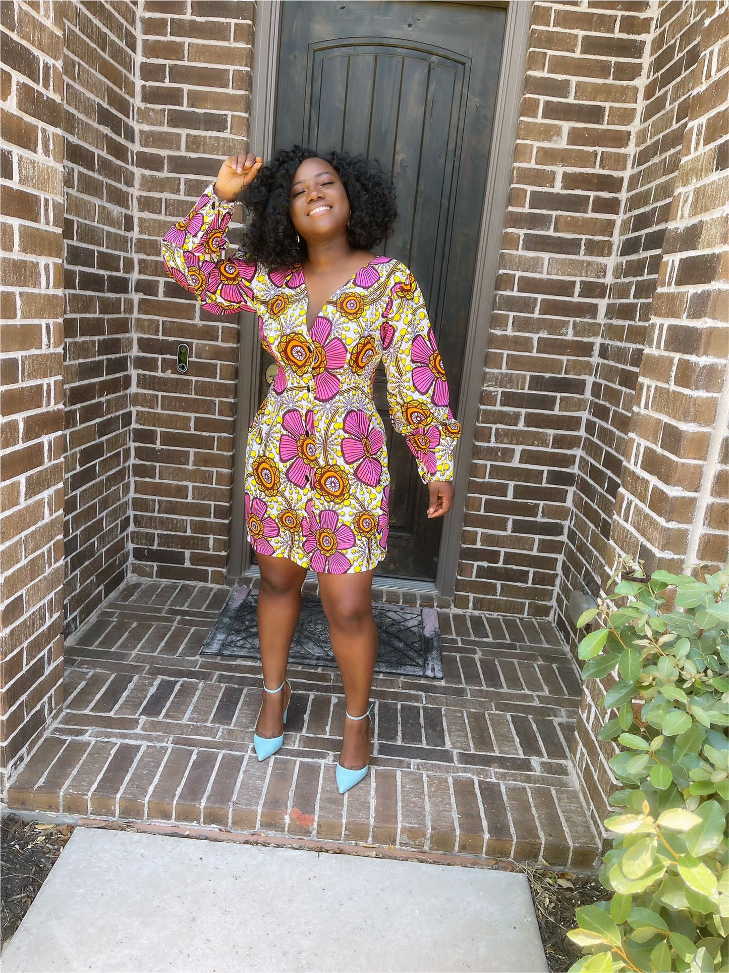 Adorley Pink Puff Long Sleeve Dress