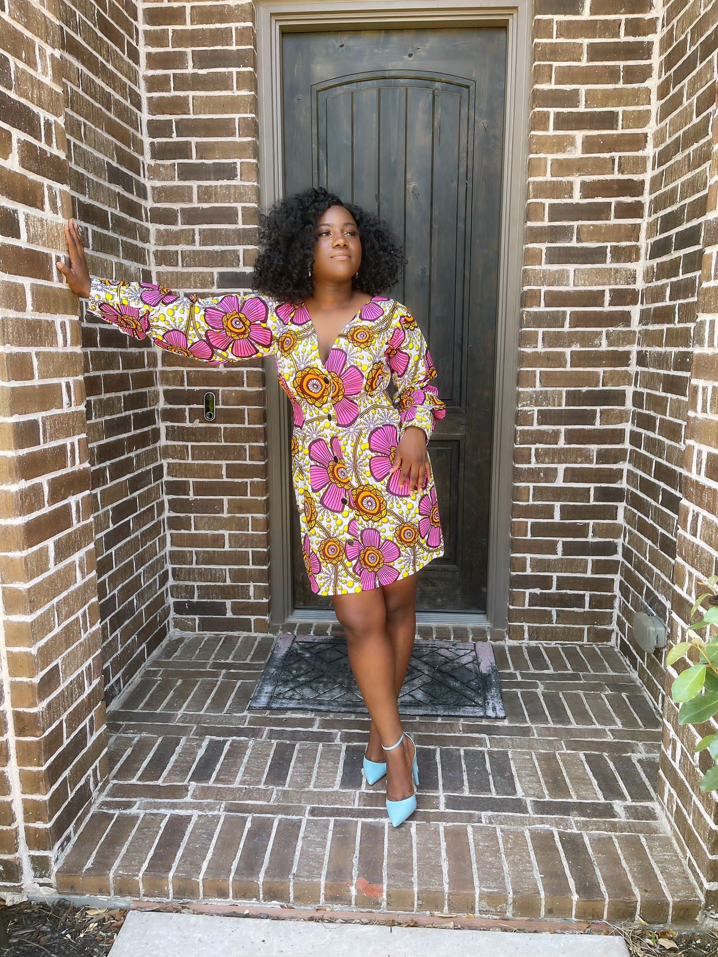 Adorley Pink Puff Long Sleeve Dress