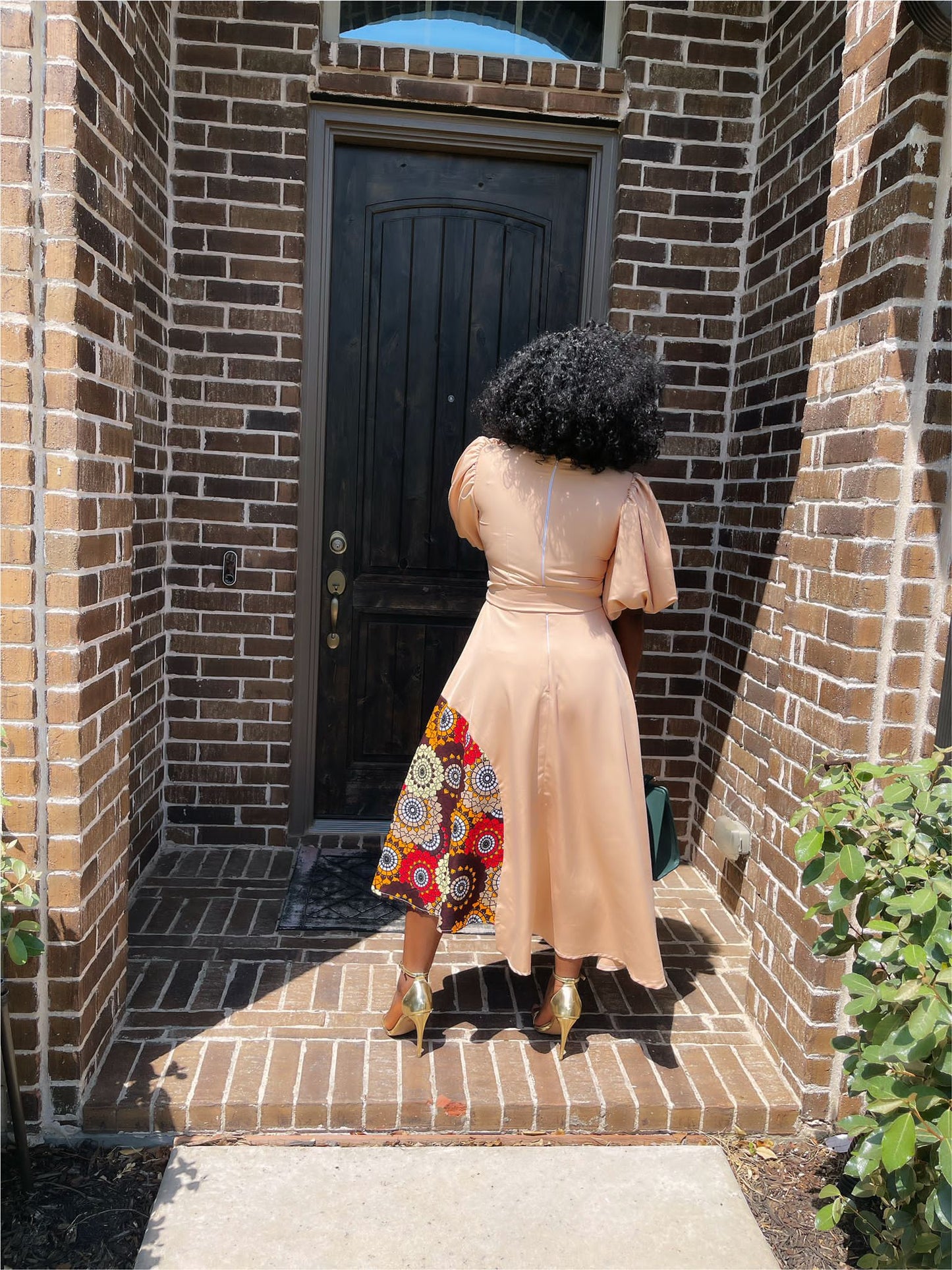 Rossette Flare Puff Hand Dress With Belt