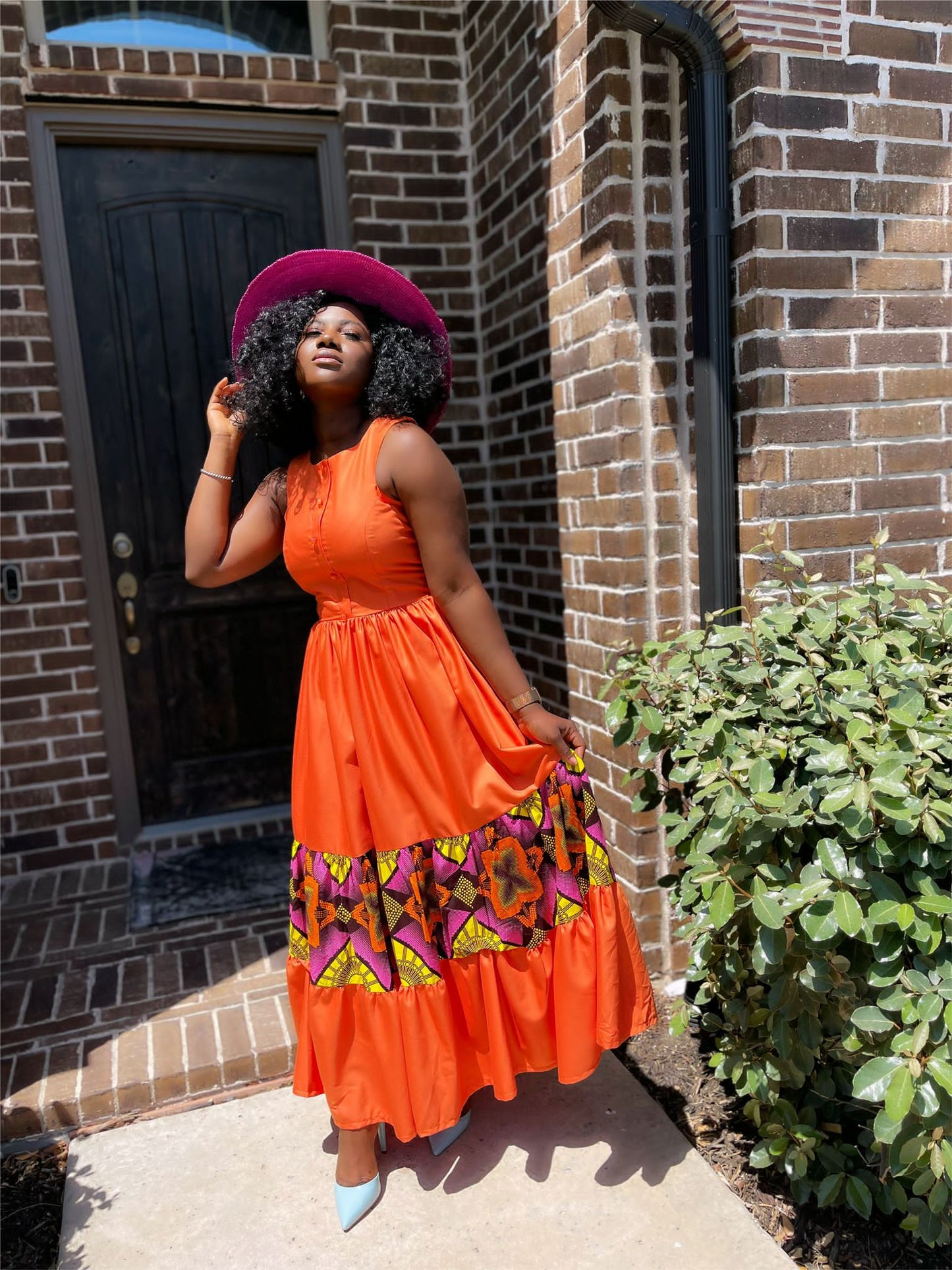Sheila Long Shirring Flare Dress