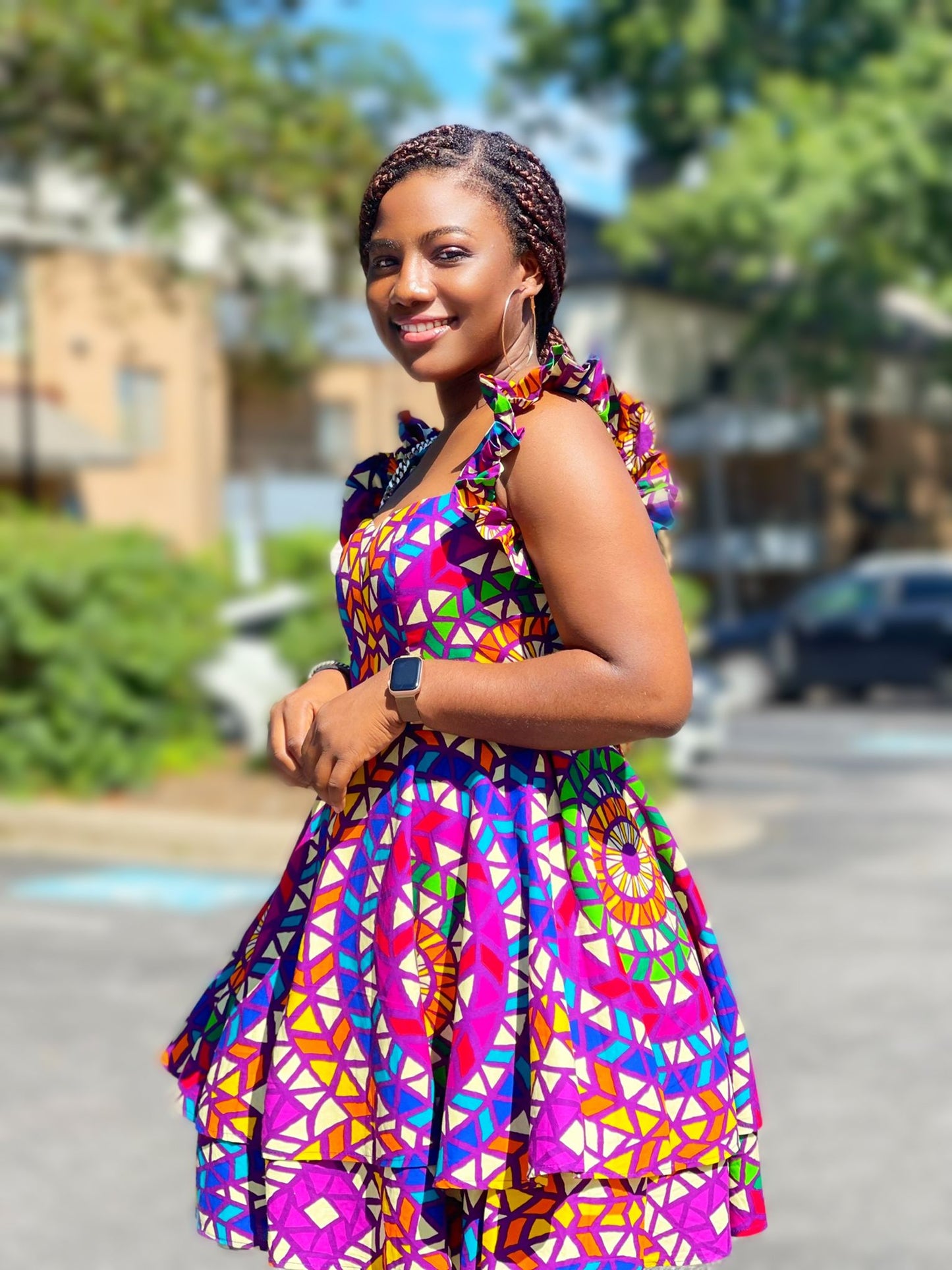 Queen Ankara off Shoulder Sleeve two step dress
