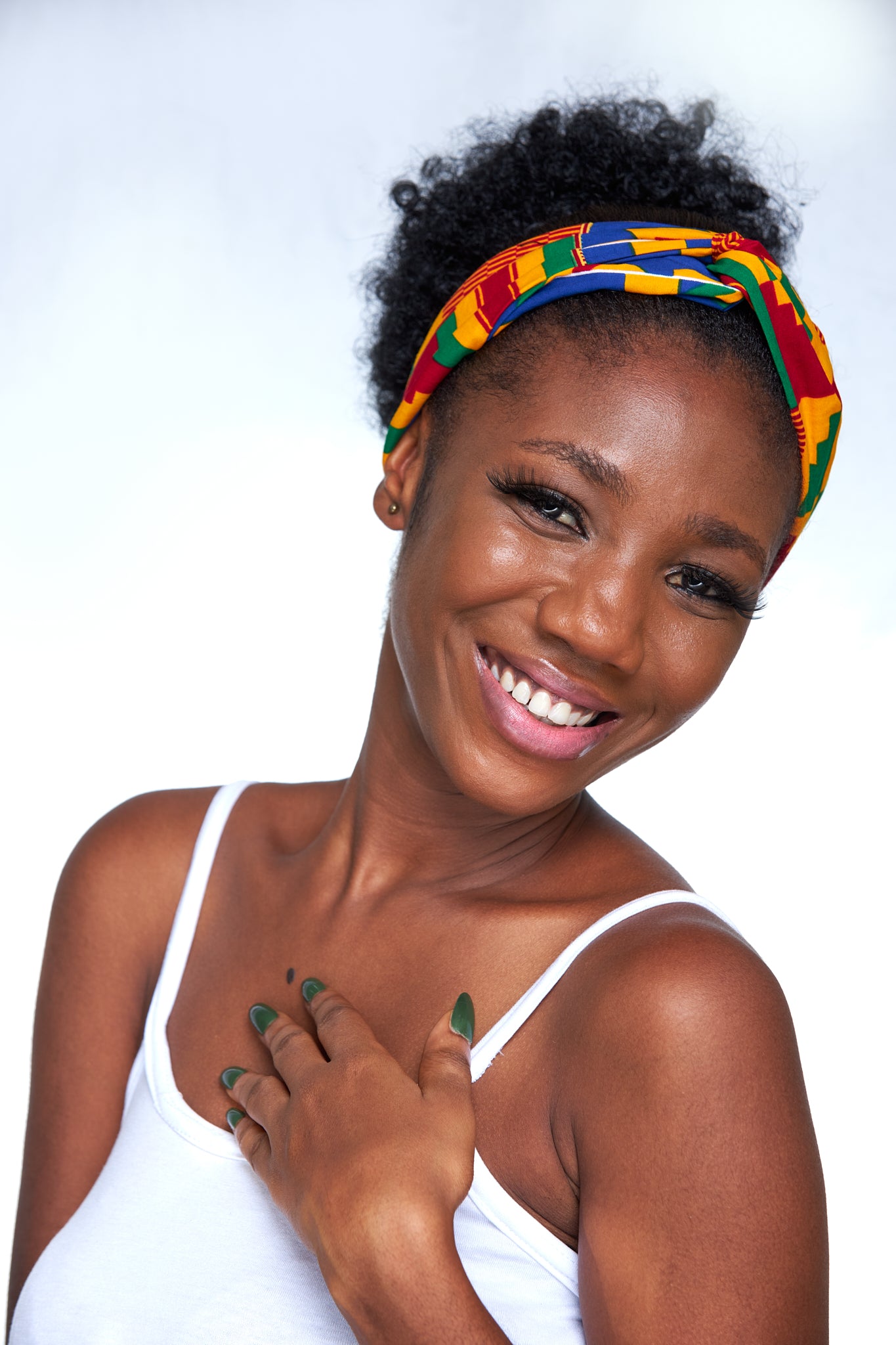 Green, Red And Blue Kente Print Interlock Headband