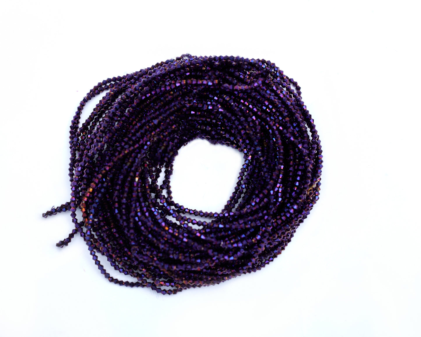 53 Inches Purple Shiny Crystal Tie On Waist beads