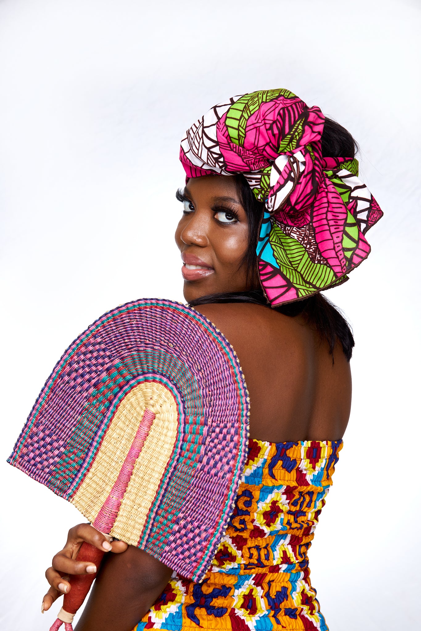 Beautiful Ankara High Quality Print,Pink, green,seablue coloured floral designed pattern fabric detachable silklined  Headwrap