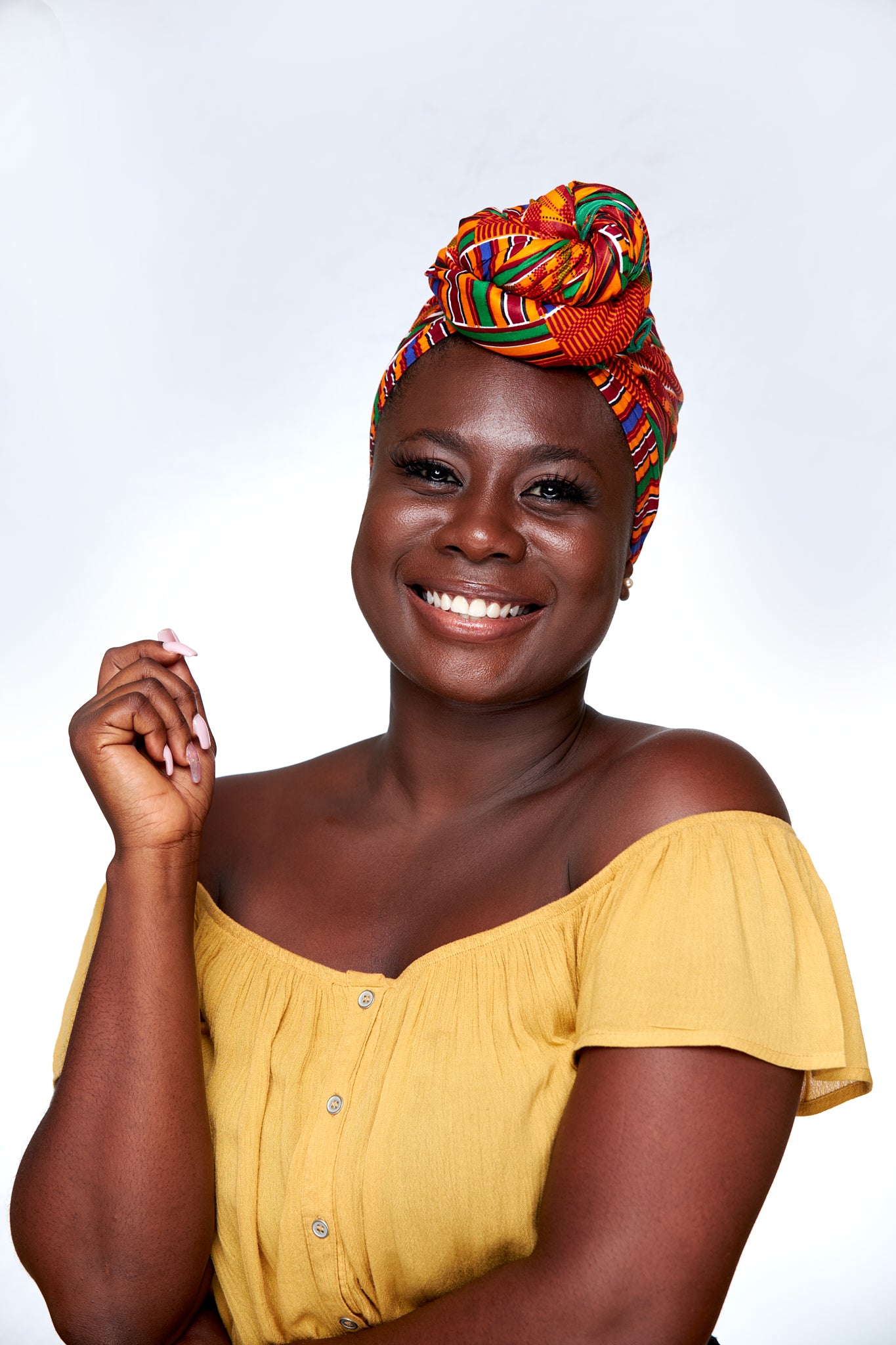 Ghanaian Kente High Quality,Red Yellow, Green Blue, Black Printed Detachable SilklinedHeadwrap