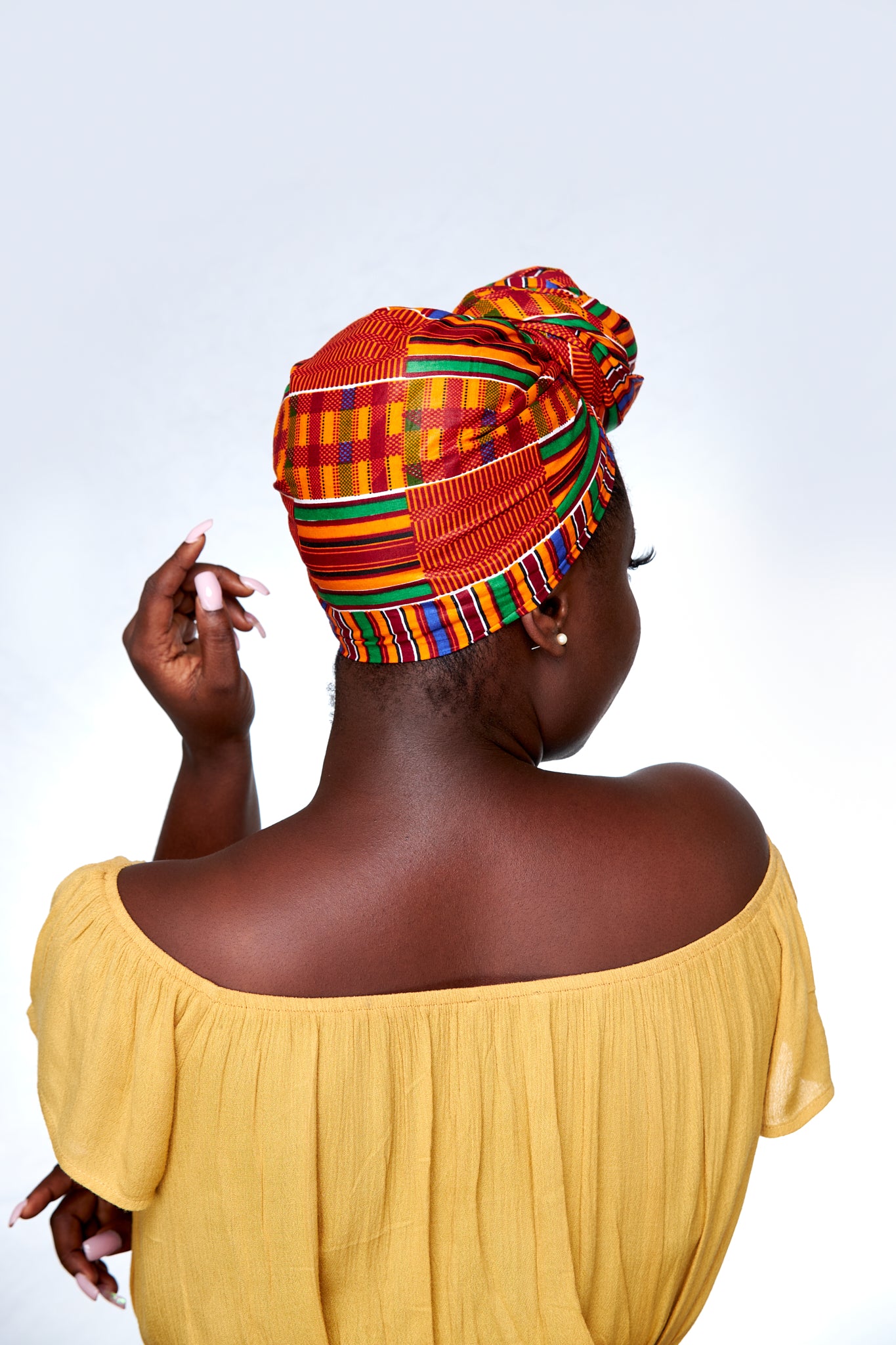 Ghanaian Kente High Quality,Red Yellow, Green Blue, Black Printed Detachable SilklinedHeadwrap