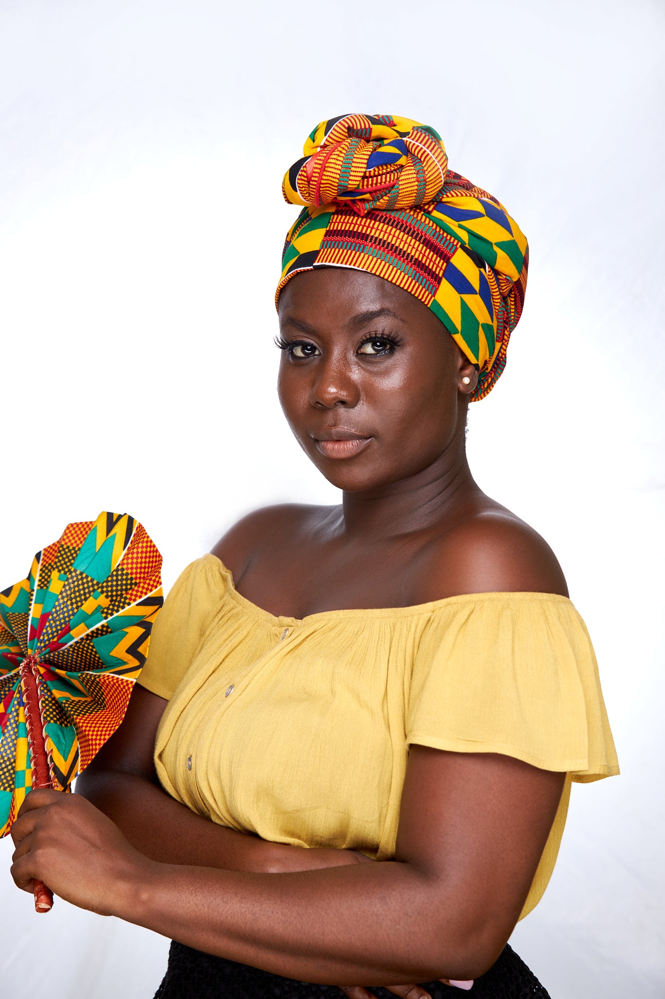 Ghanaian Kente Print,Red, Yellow Green Blue, Black White Coloured Detachable Silklined Headwrap