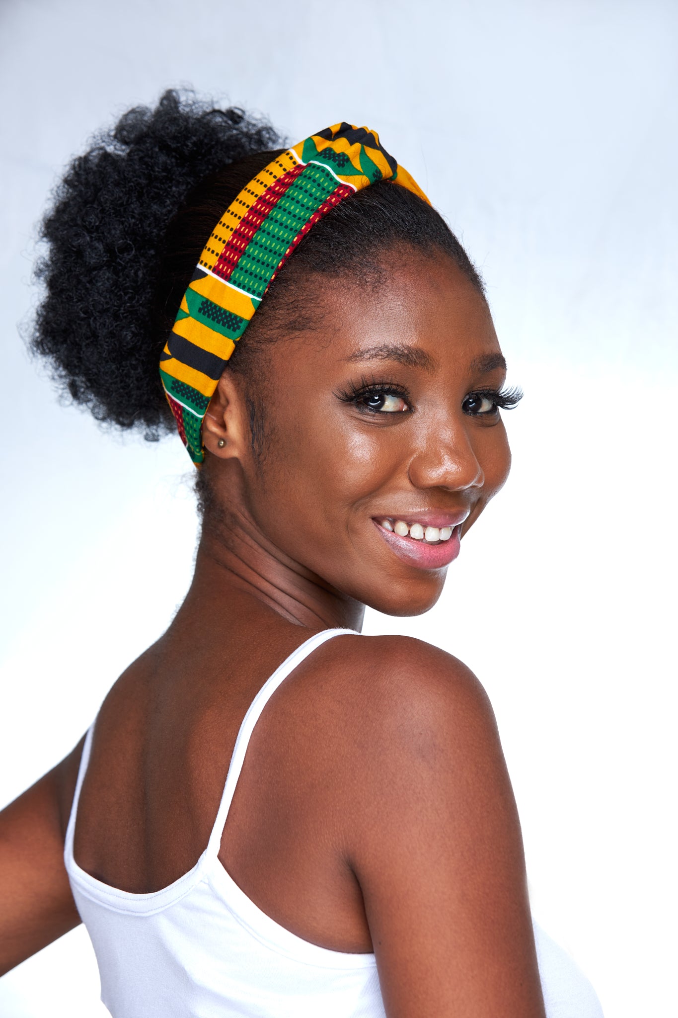 Yellow, Green, Black And Red Kente Print Interlock Headband