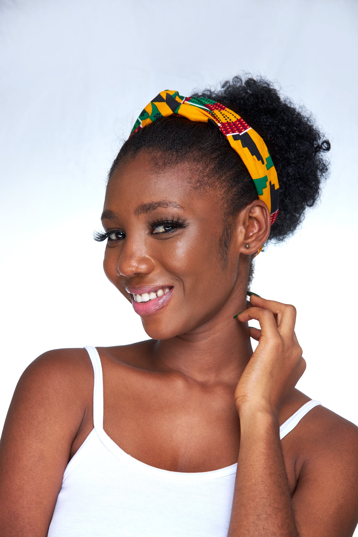 Yellow, Green, Black And Red Kente Print Interlock Headband