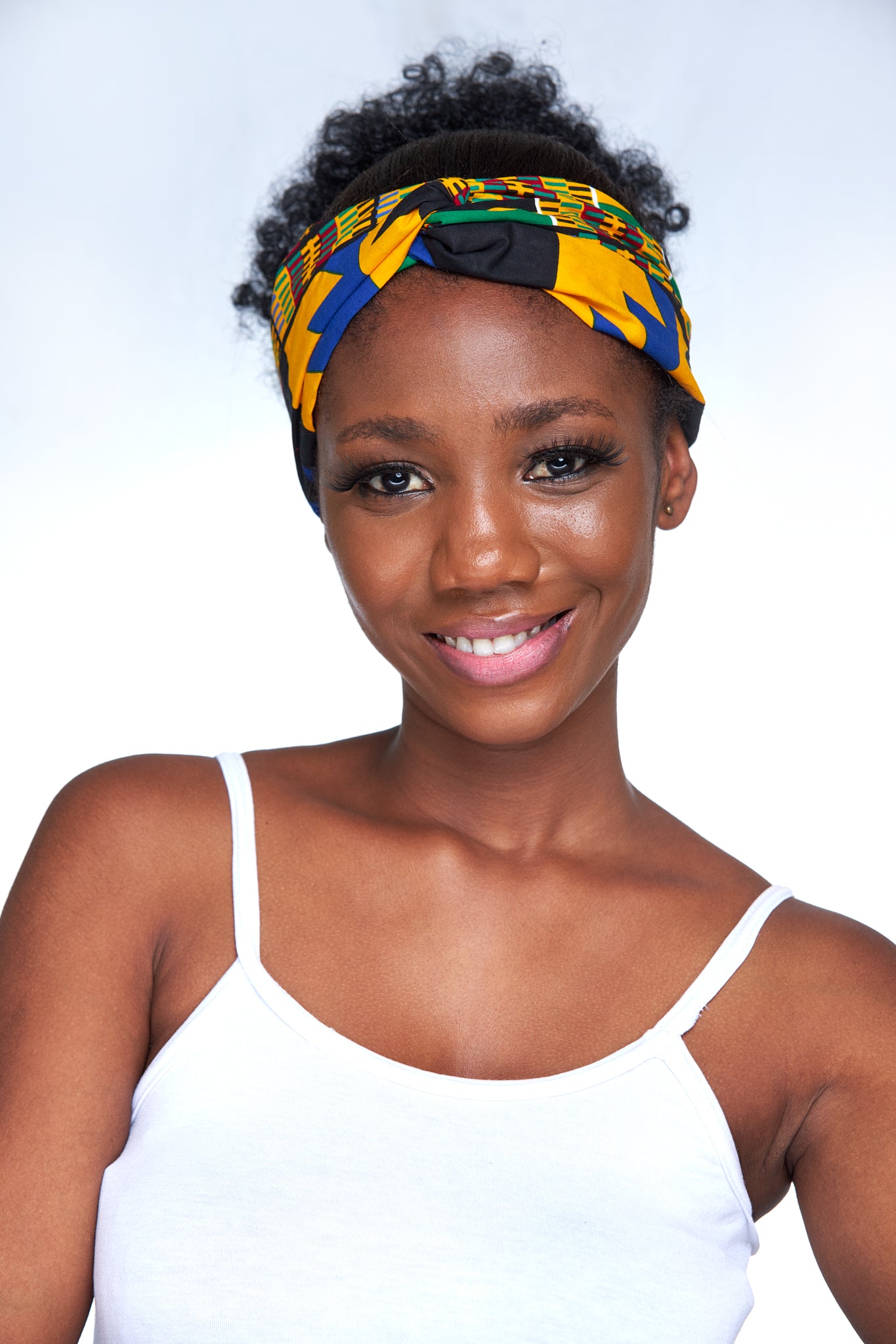 Yellow, Blue, Black , Green,And Red Kente Print Interlock Headband