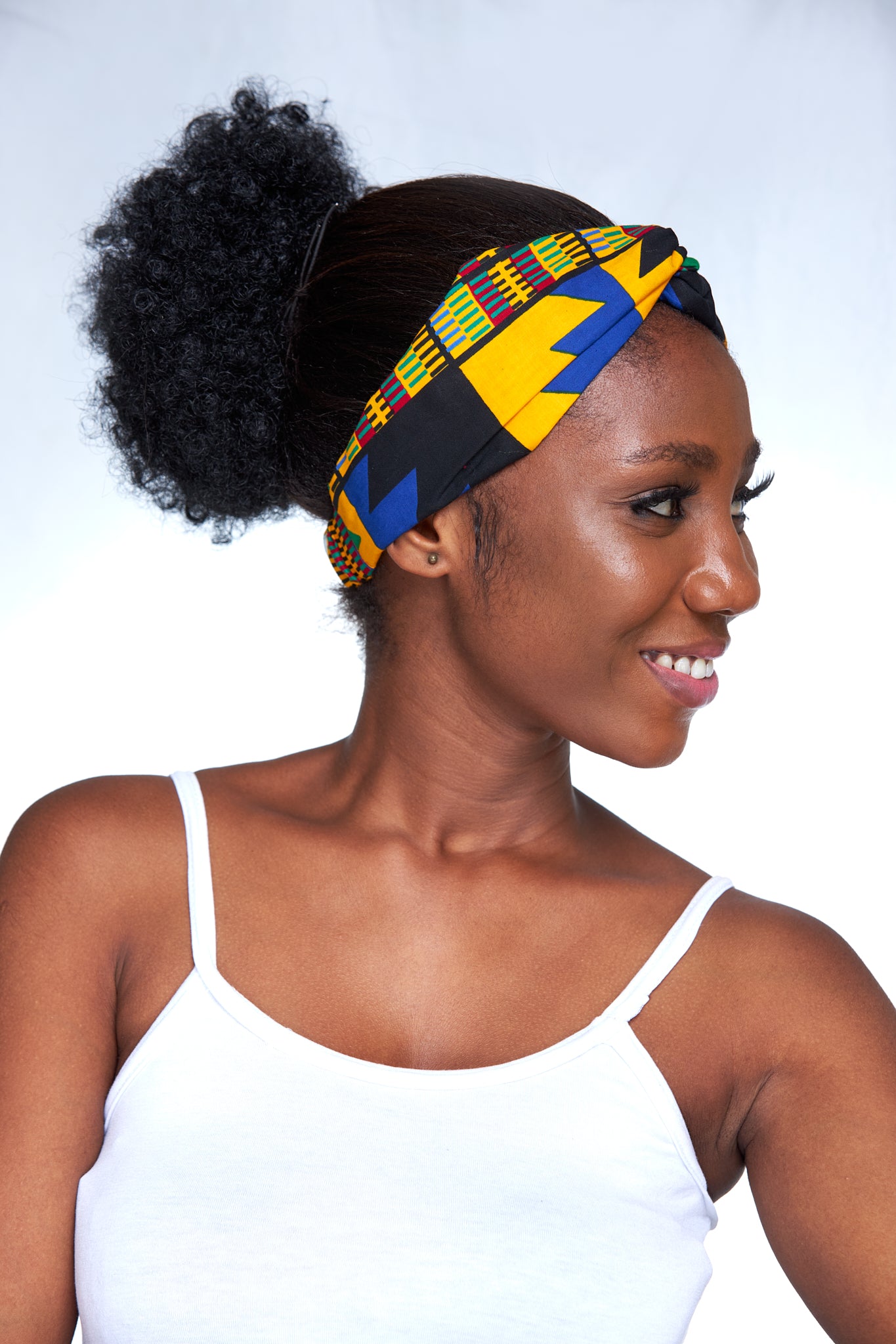 Yellow, Blue, Black , Green,And Red Kente Print Interlock Headband