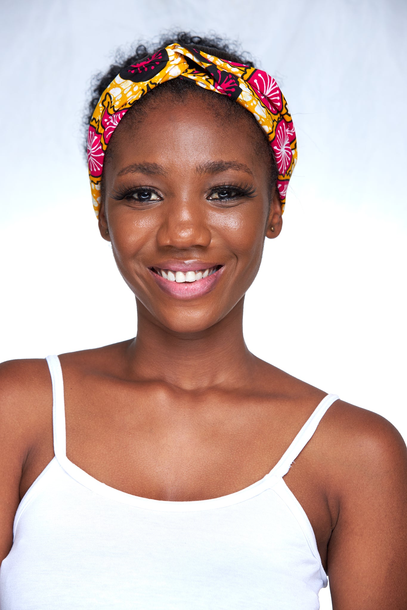Pink , Gold And White Ankara Print Interlock Headband