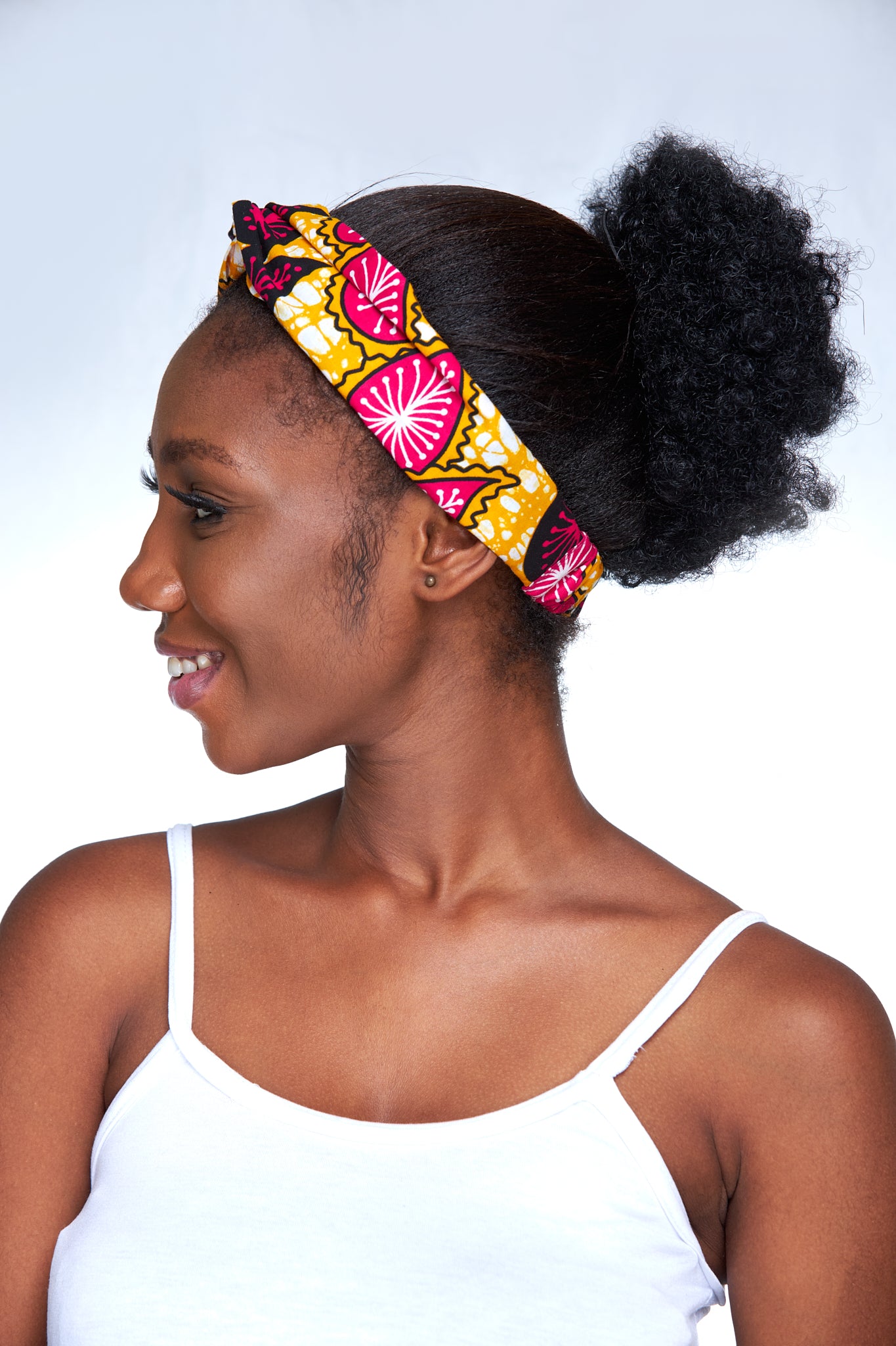 Pink , Gold And White Ankara Print Interlock Headband