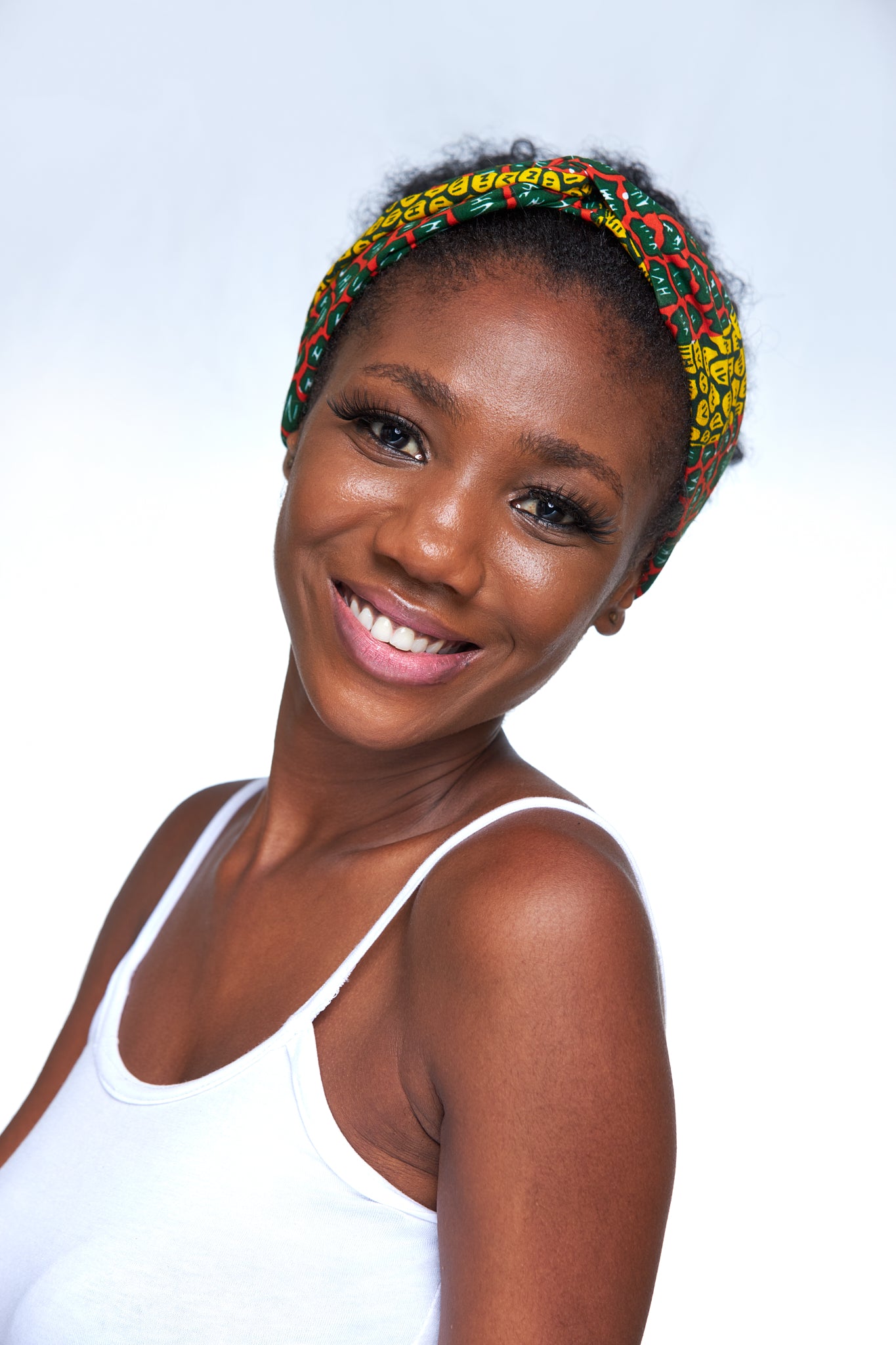 Green, Red, Yellow And White Ankara Print Interlock Headband