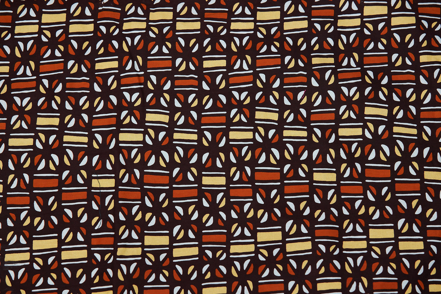 Brown, white and gold Coloured Well made Bogolan Print Detachable Silklined Headwrap