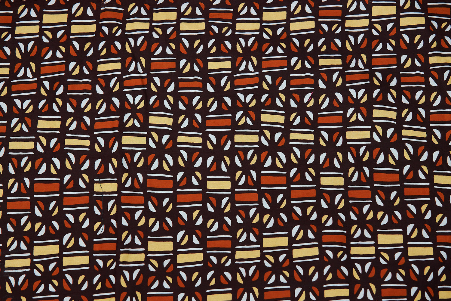 Brown, white and gold Coloured Well made Bogolan Print Detachable Silklined Headwrap