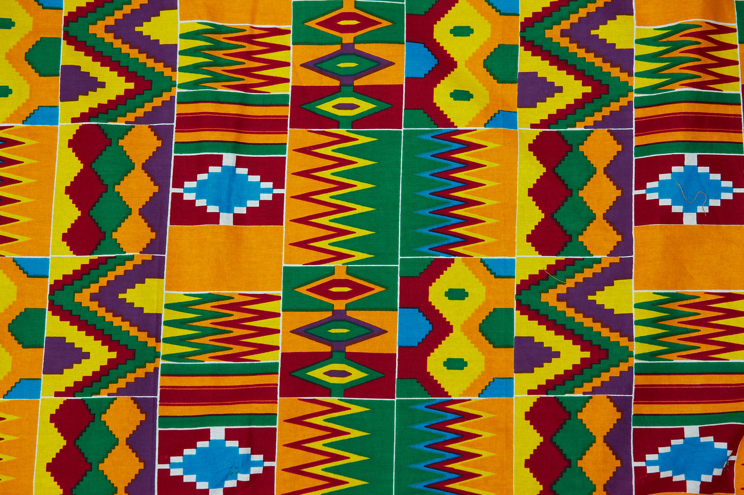 Ghanaian Quality Kente Cotton Wax Print, Coloured with Red,Seablue,Yellow,Green,abd White Art Print Detachable Silklined Headwrap