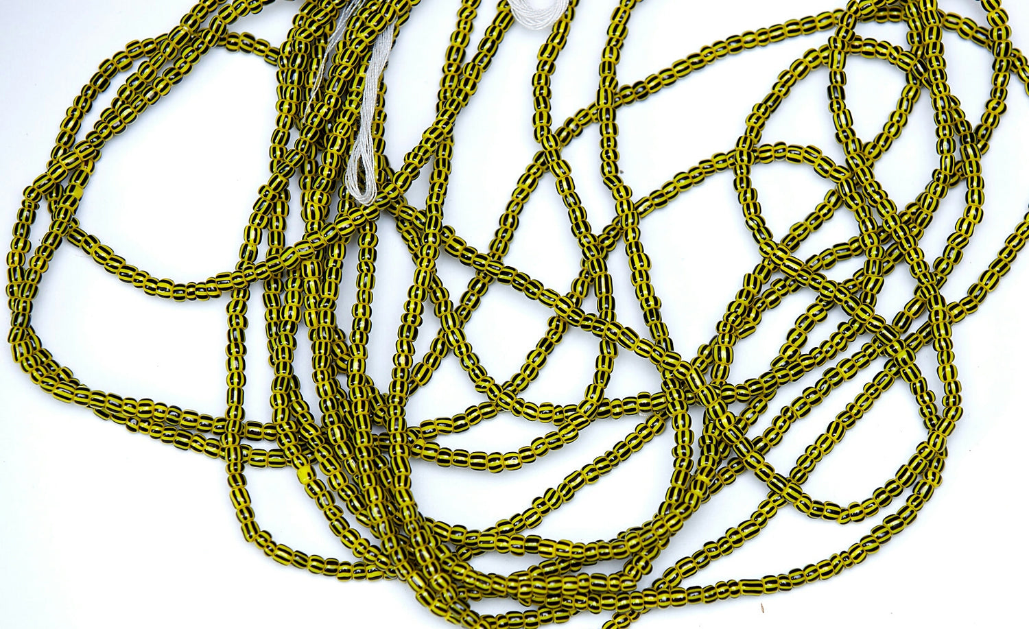 42 Inches Stripped Black and yellow Tie On Dipo Waist Beads