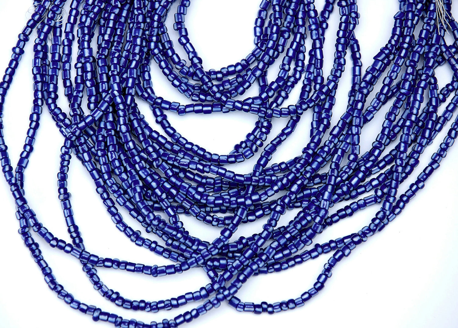 38 Inches Stripped Deep blue and white Tie On Dipo Waist Beads