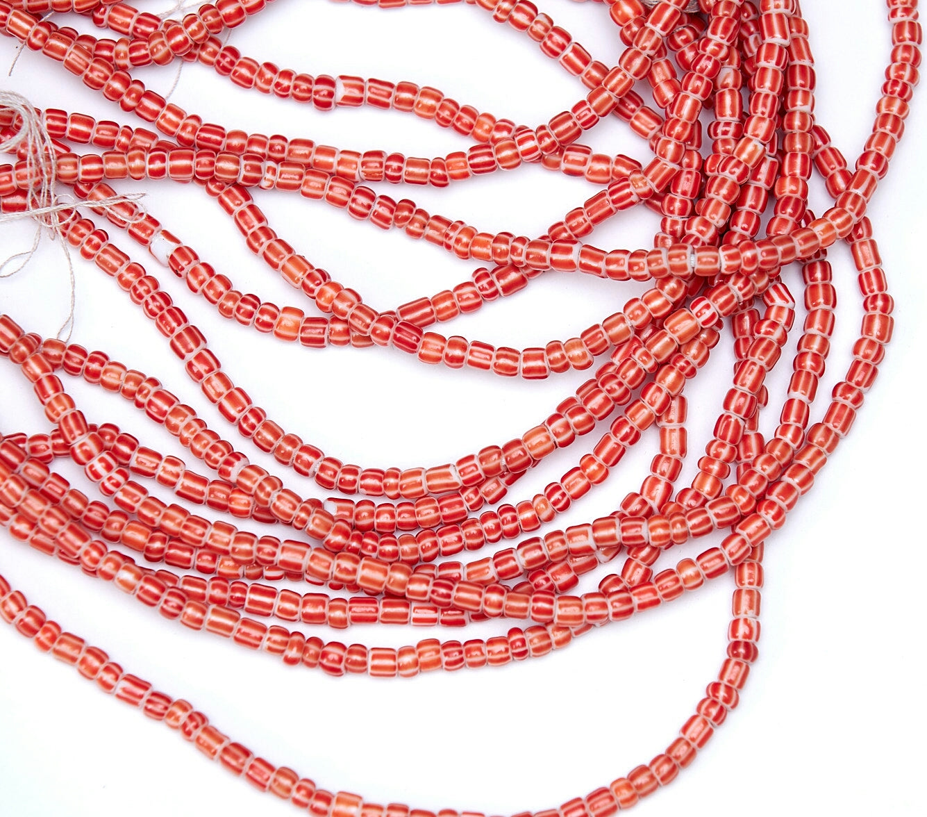 40 Inches Red and white Tie On Dipo Waist Beads