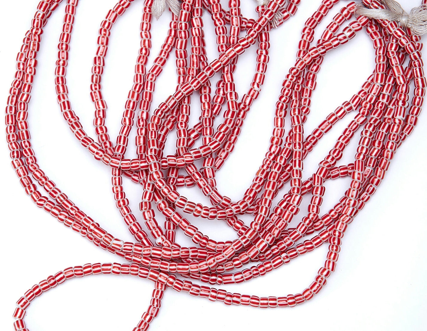 36 Inches Stripped Red and white Tie On  Dipo Waist Beads
