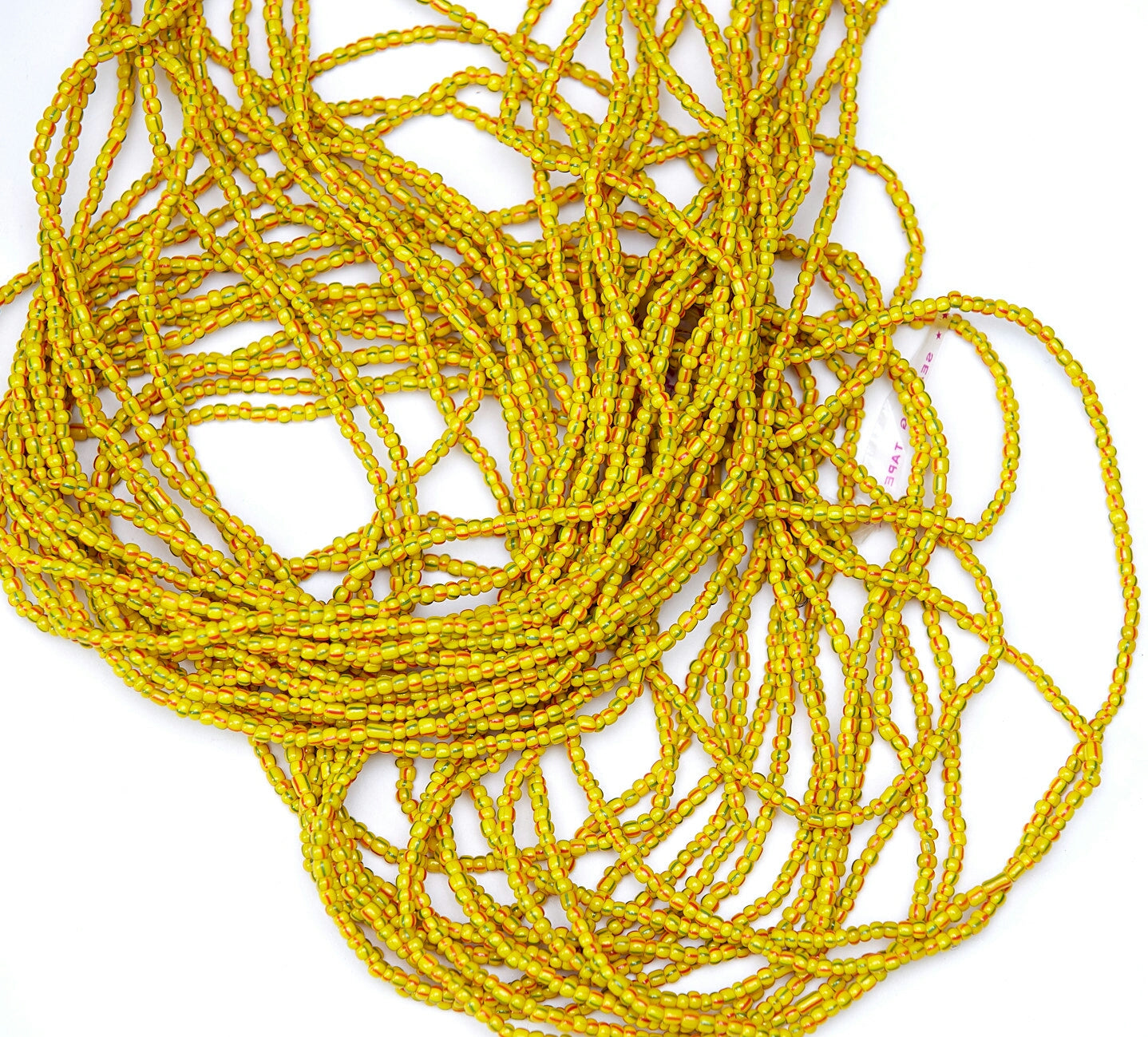 44 Inches Stripped Yellow, Green and Red Tie On Dipo Waist Beads