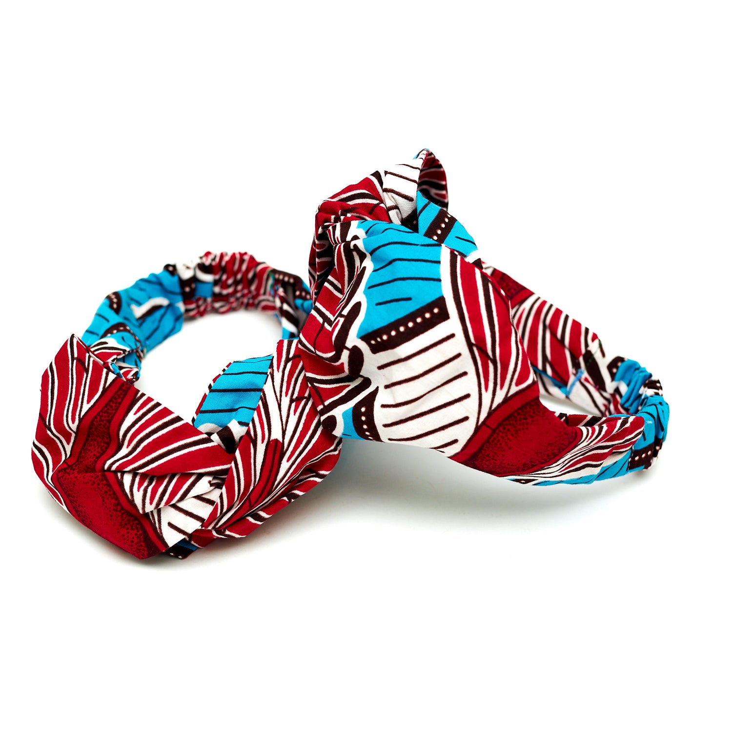 Wine, Blue And Black Ankara Print Interlock Headband