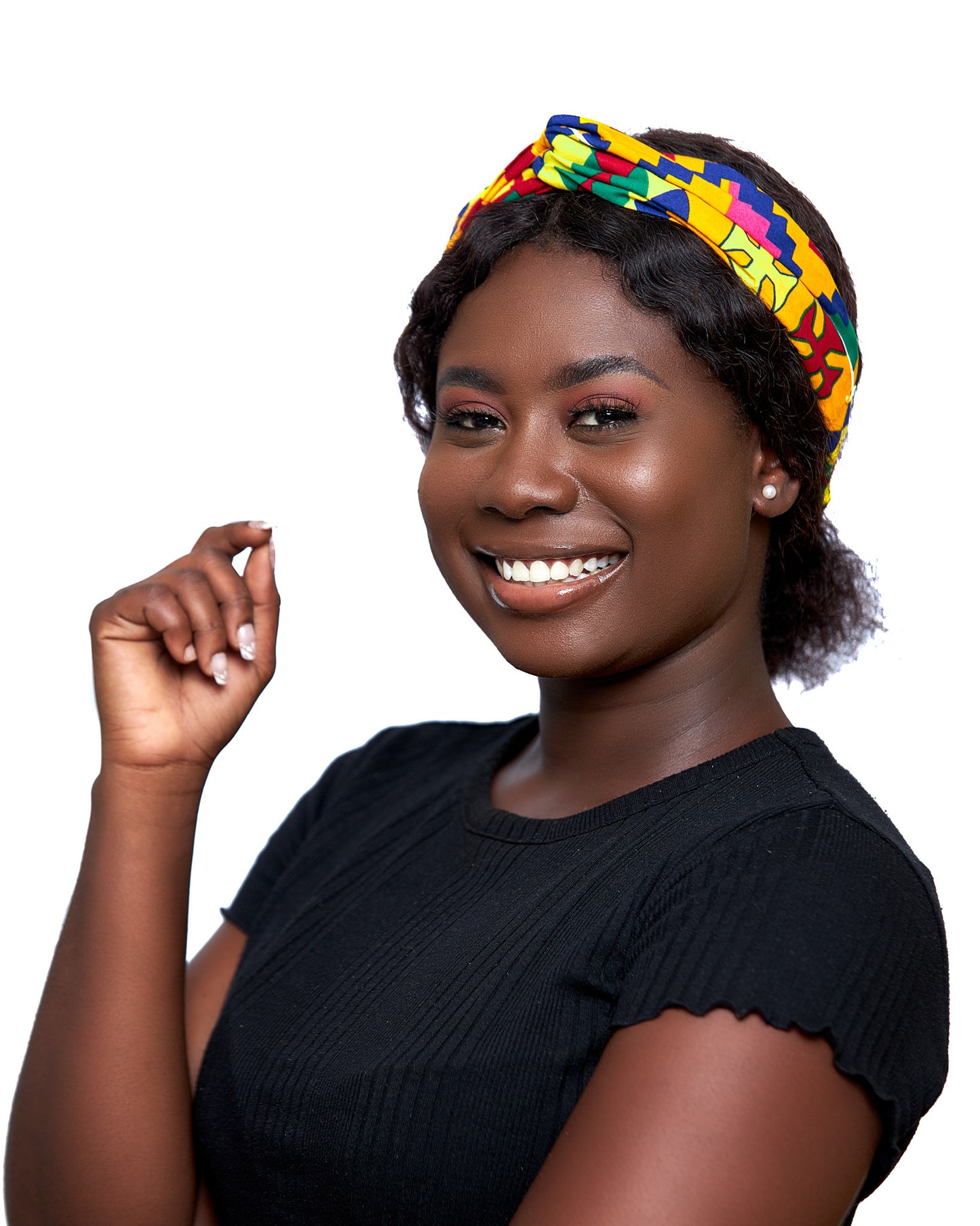 Yellow, Wine, Green, Pink And Blue Ankara Print Interlock Headband