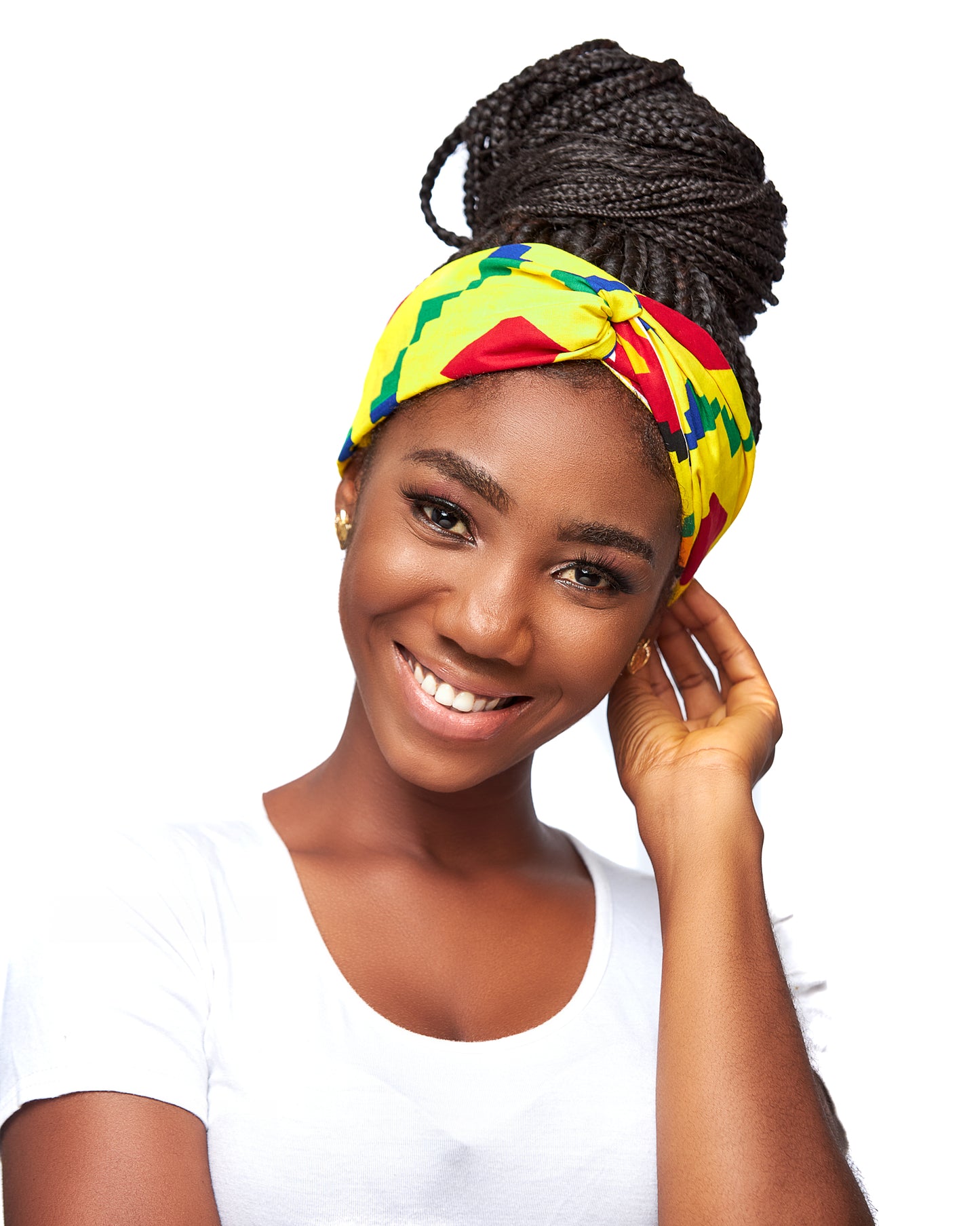 Yellow, Green , Red, Blue Kente Print Interlock Headband