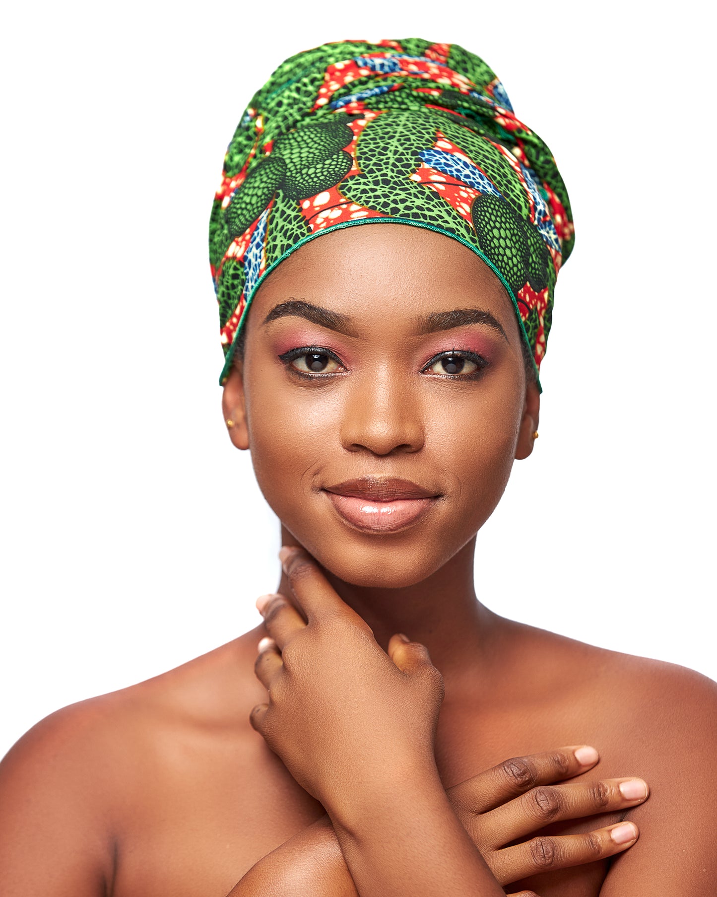 Green, Red, Blue,White Ankara Beautifully Designed Print Detachable Silklined Headwrap