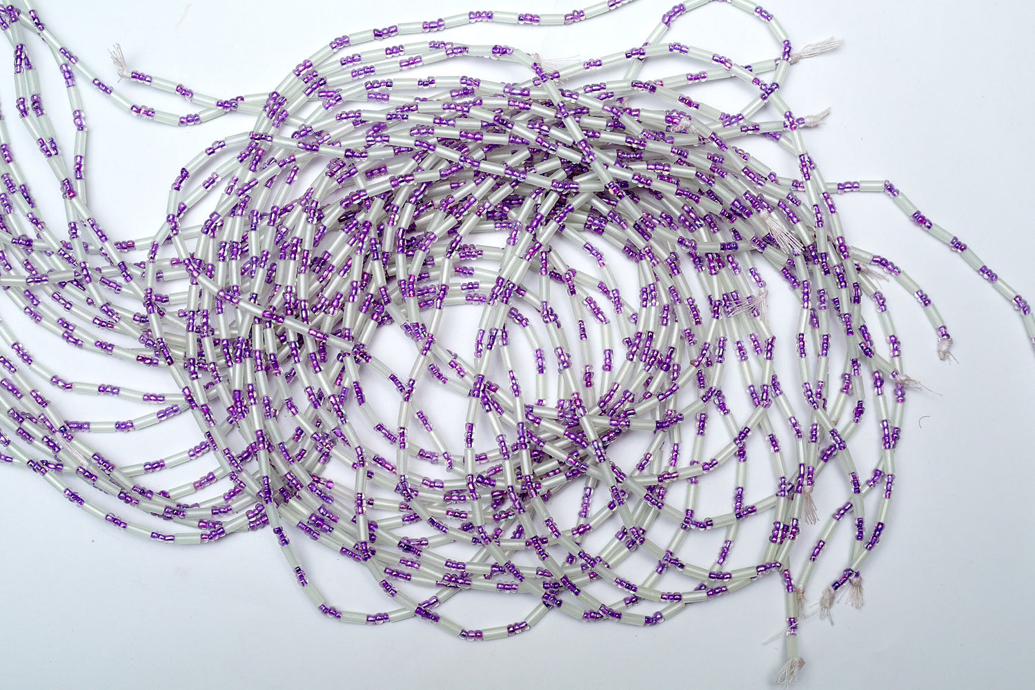 50 Inches Long Sexy Glow In The Dark Waist Beads, Clear And Purple Coloured(Tie On)