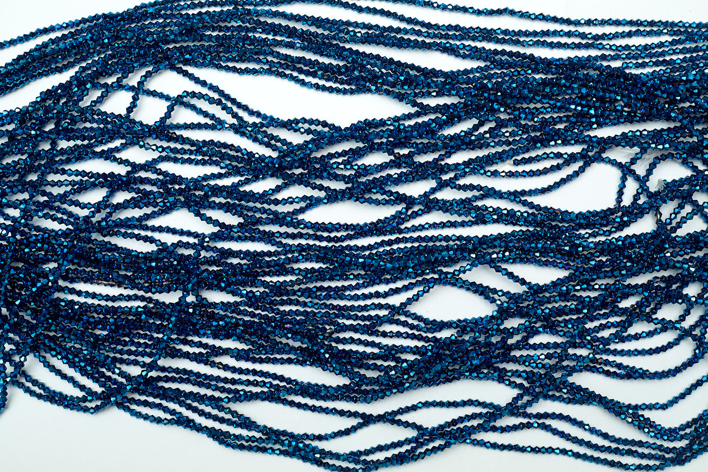 52 Inches Blue Shiny Crystal Tie On Waist beads