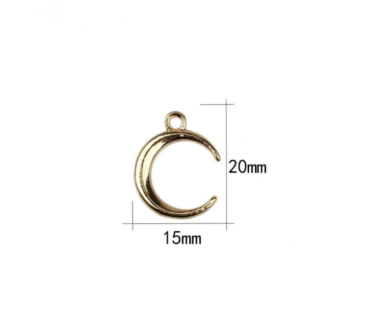Gold Waning Crescent Moon Waist Bead Charms