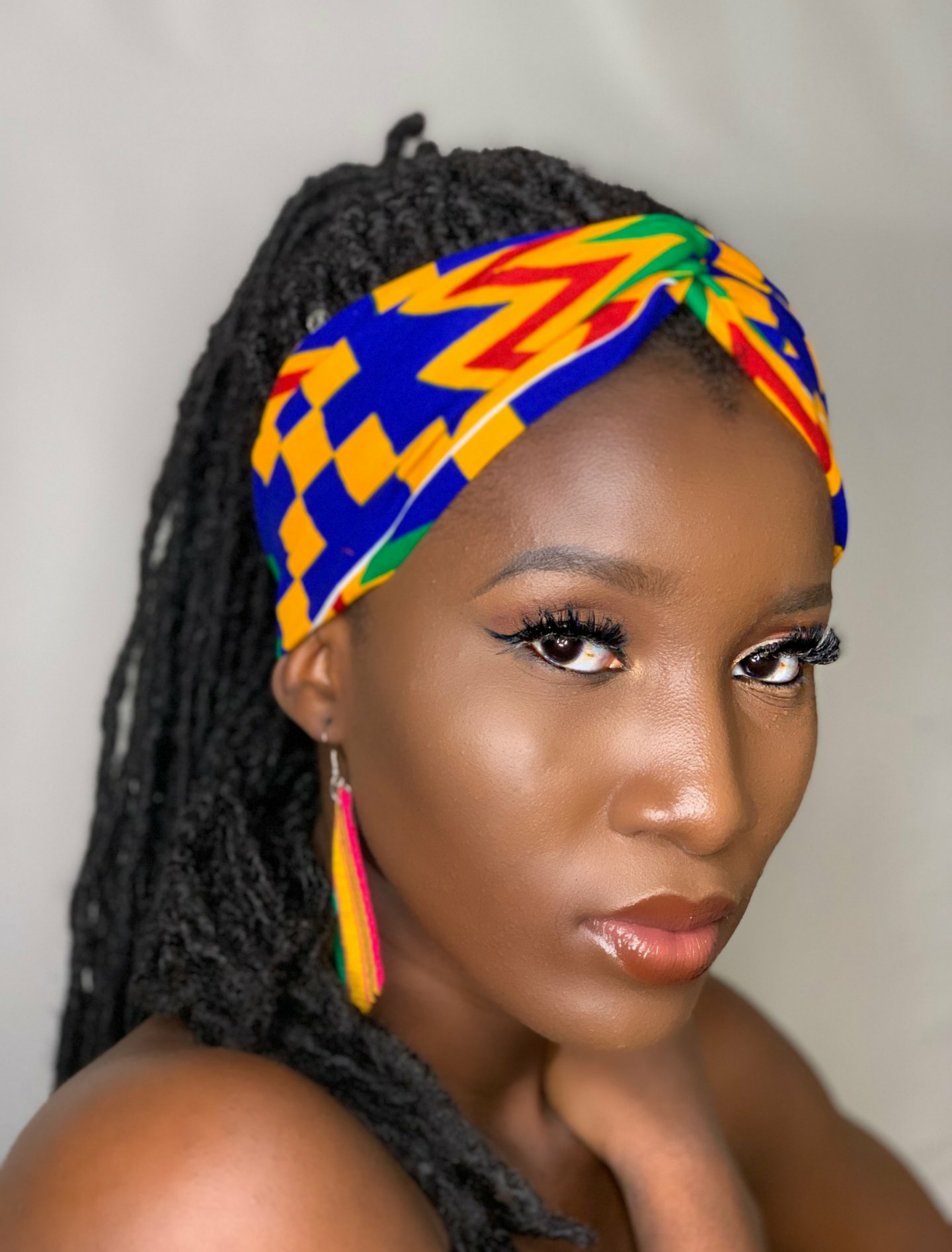 Green, Red And Blue Kente Print Interlock Headband