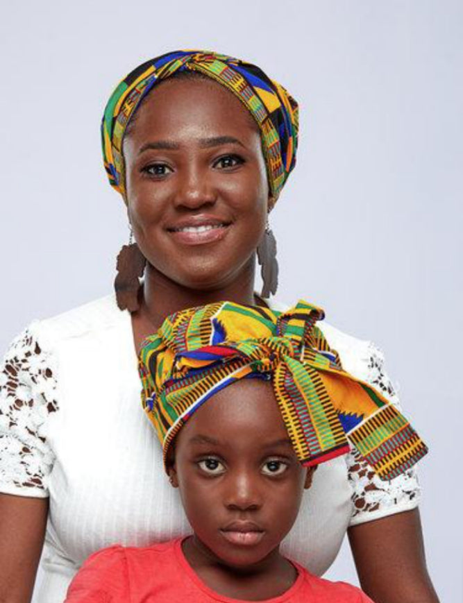 Green, Blue, Yellow And Red Kente Print Silk Lined Kids Hair Bonnet With 13 Inches Band
