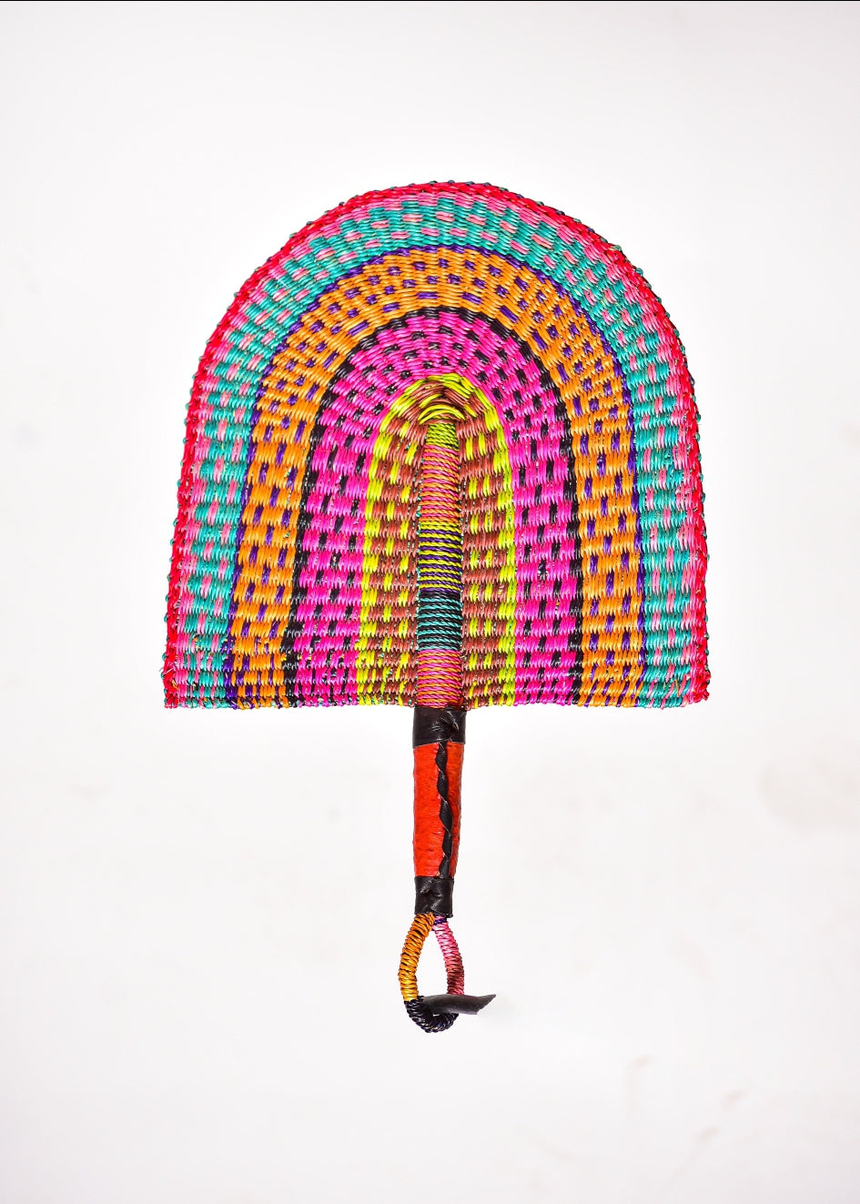 Solo Straw Woven Handfan(Leather Based Handle)