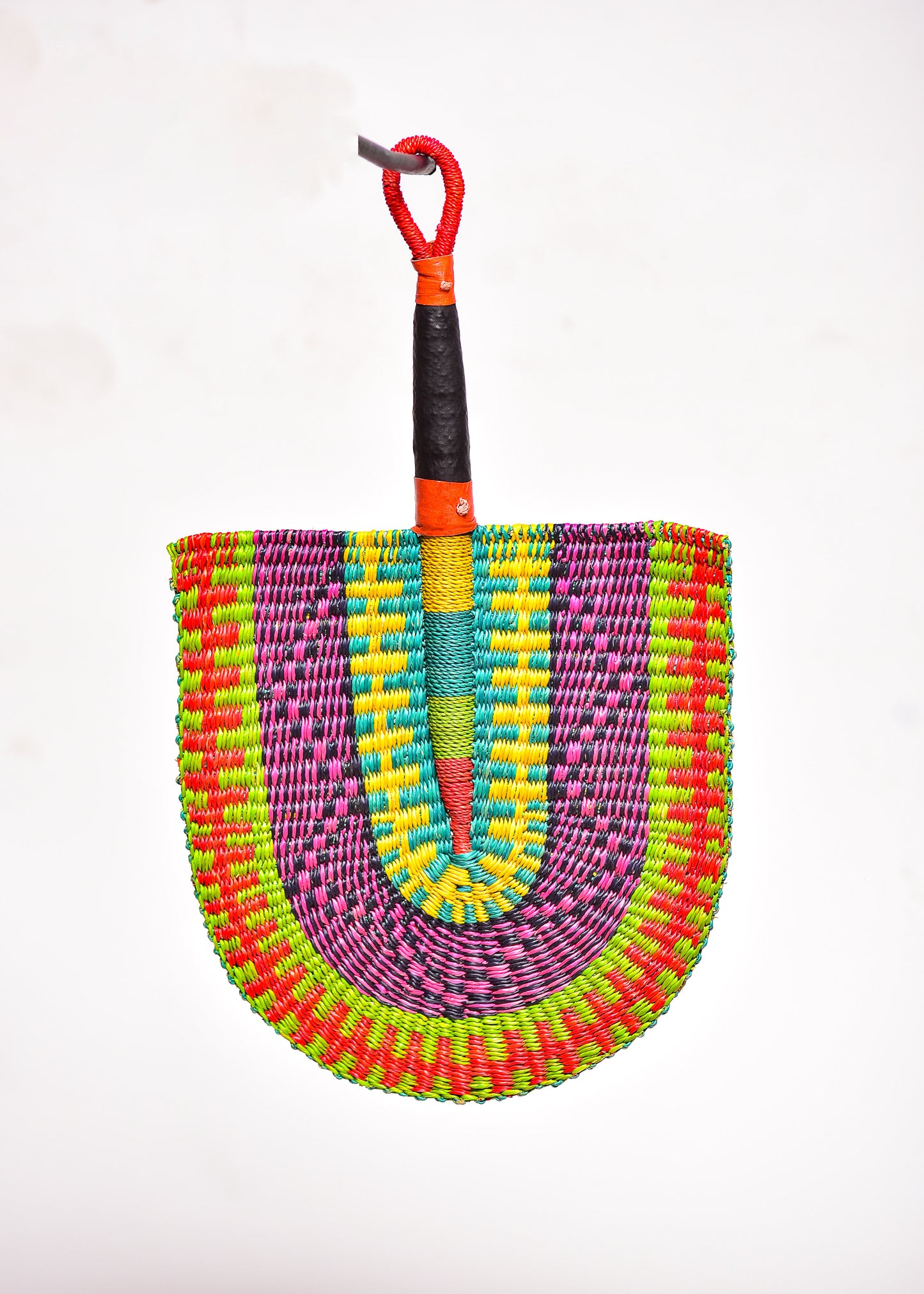 Carson Straw Woven Handfan(Leather Based Handle)
