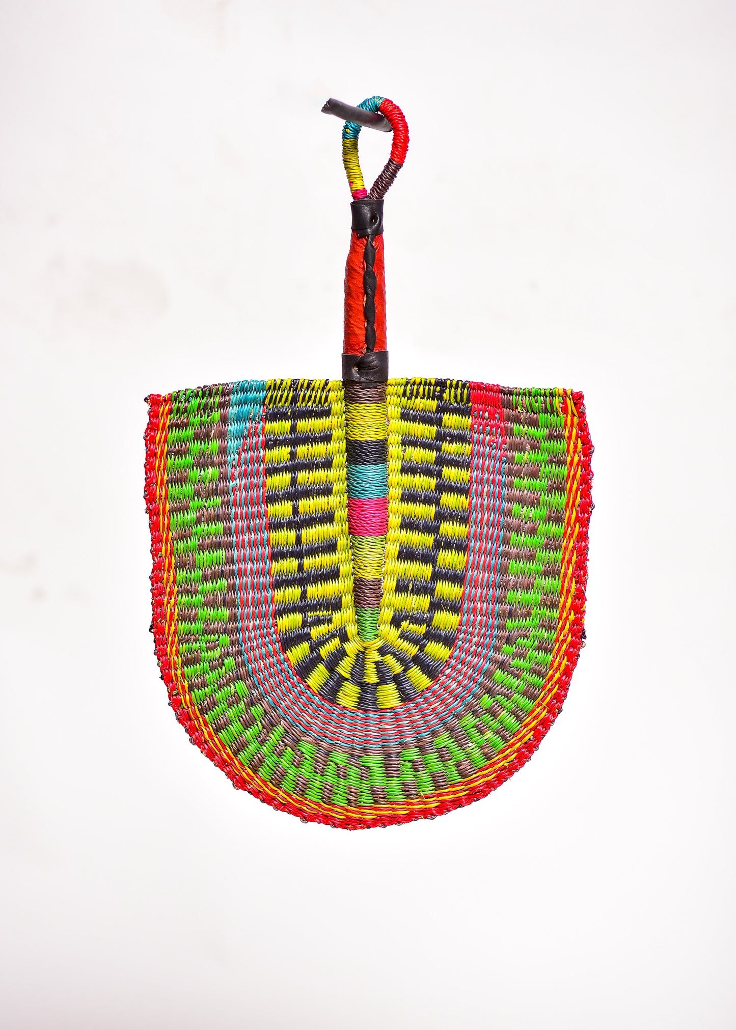Amalia Straw Woven Handfan(Leather Based Handle)