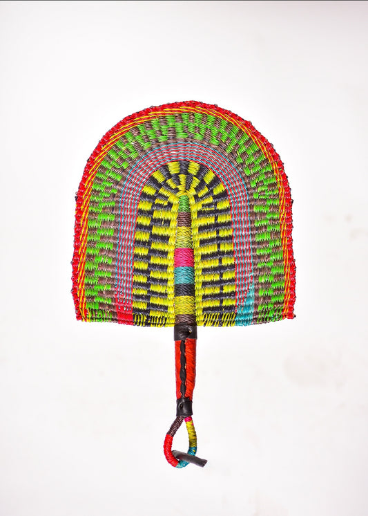 Amalia Straw Woven Handfan(Leather Based Handle)