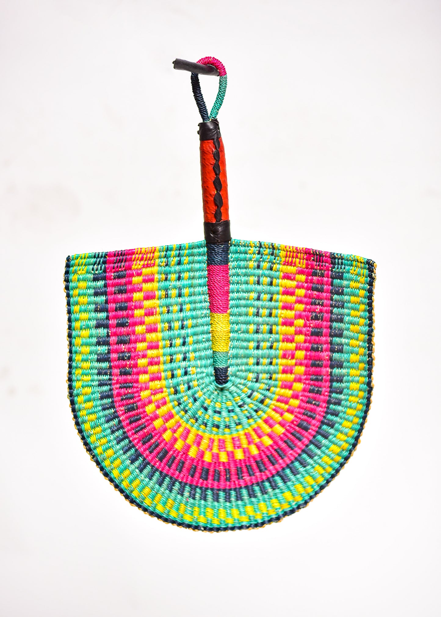 Chilton Straw Woven Handfan(Leather Based Handle)