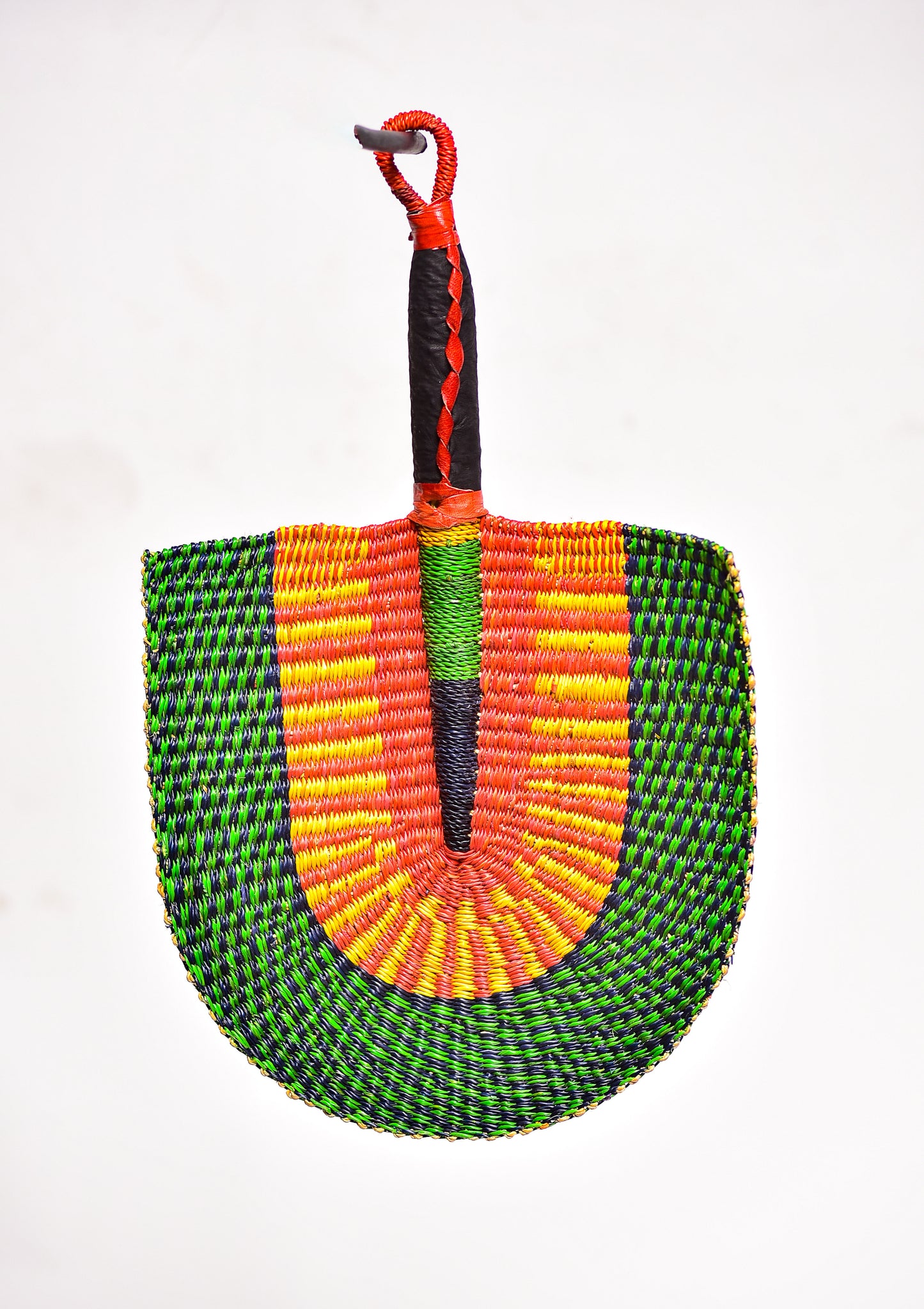 Somes Straw Woven Handfan(Leather Based Handle)