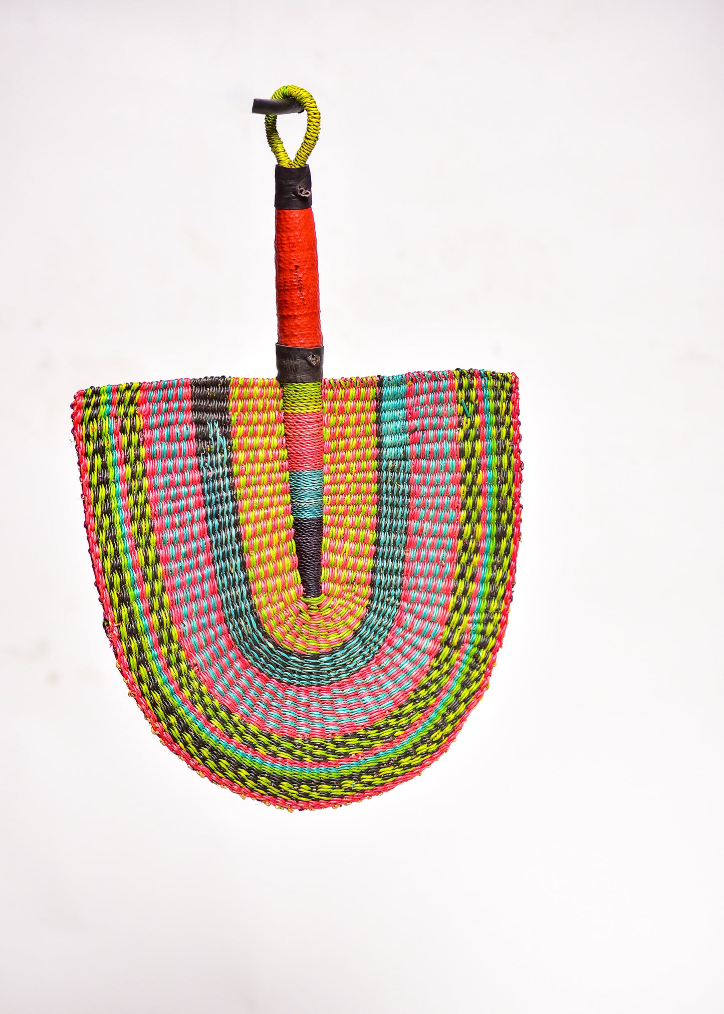 Ajani Straw Woven Handfan(Leather Based Handle)