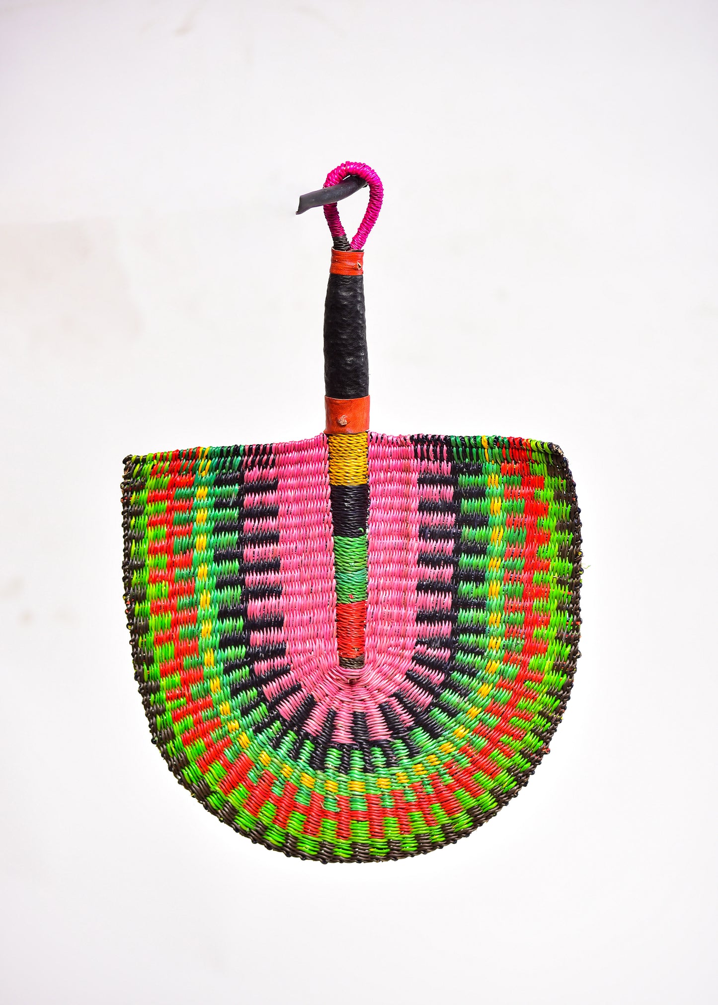 Kamel Straw Woven Handfan(Leather Based Handle)