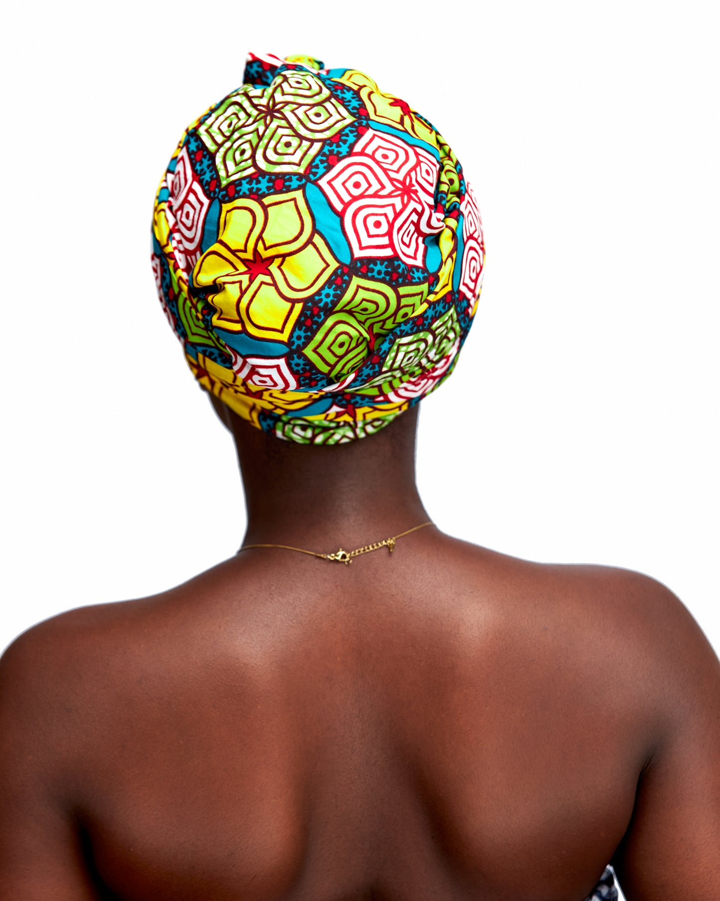 Ankara Wax Print Made of Yellow, Red,Green , White And  Blue Blend of Beautiful Colours And Pattern, Hand Made Elastic Silklined Bonnet With Band